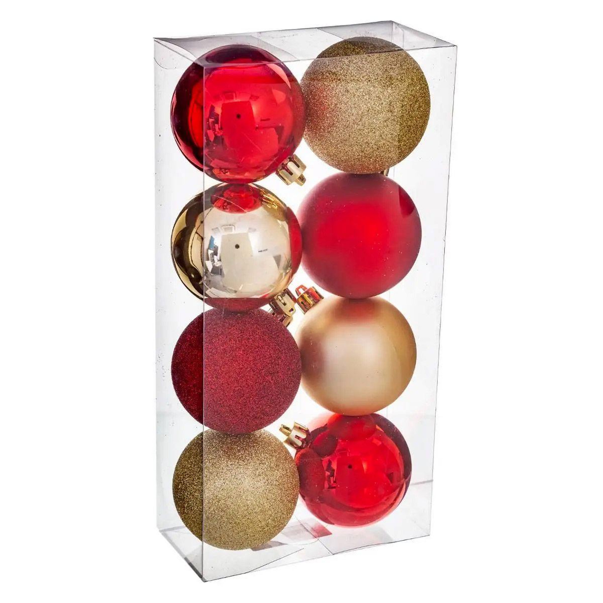 ATMOSPHERA Lot de 8 boules de noël  colorama  7cm rouge & or