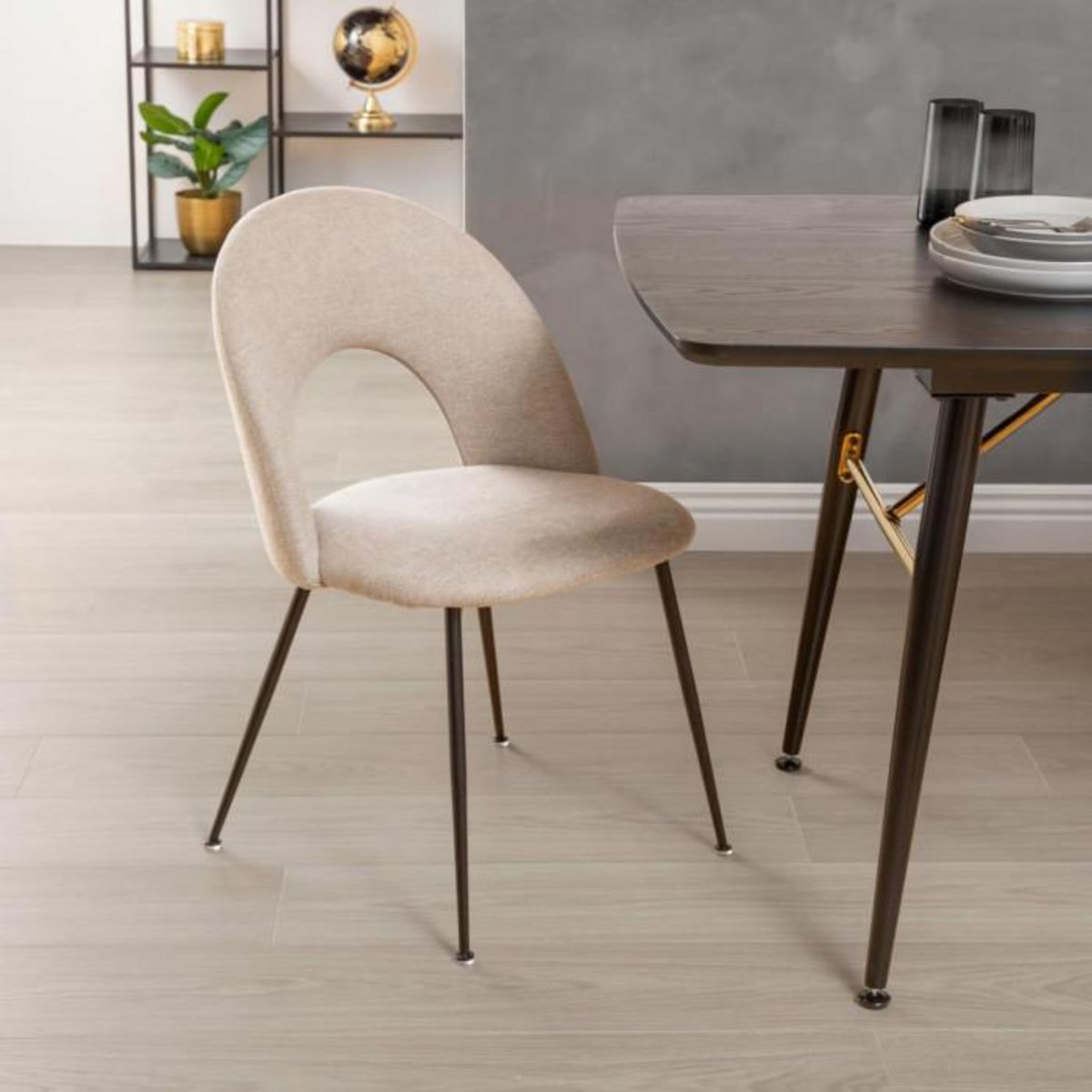 ATMOSPHERA Lot de 4 Chaises en Tissu  Raven  81cm Beige