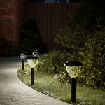 VIDAXL Lampes solaires d'allees et piquets de sol 4pcs blanc chaud RVB