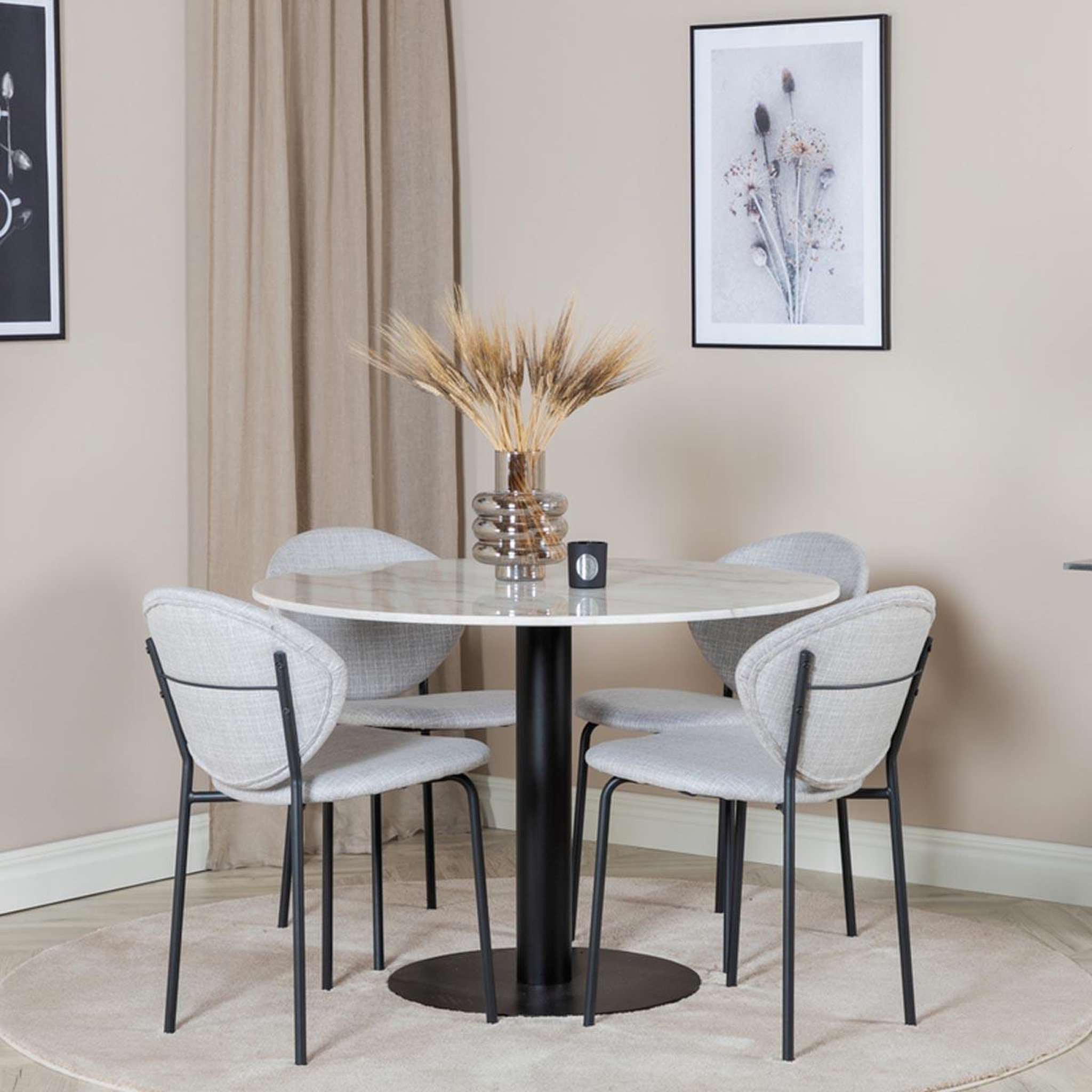 Voir la diapositive 4 : Paris Prix Ensemble table à manger & 4 chaises  estelle i & vault  106cm blanc & gris