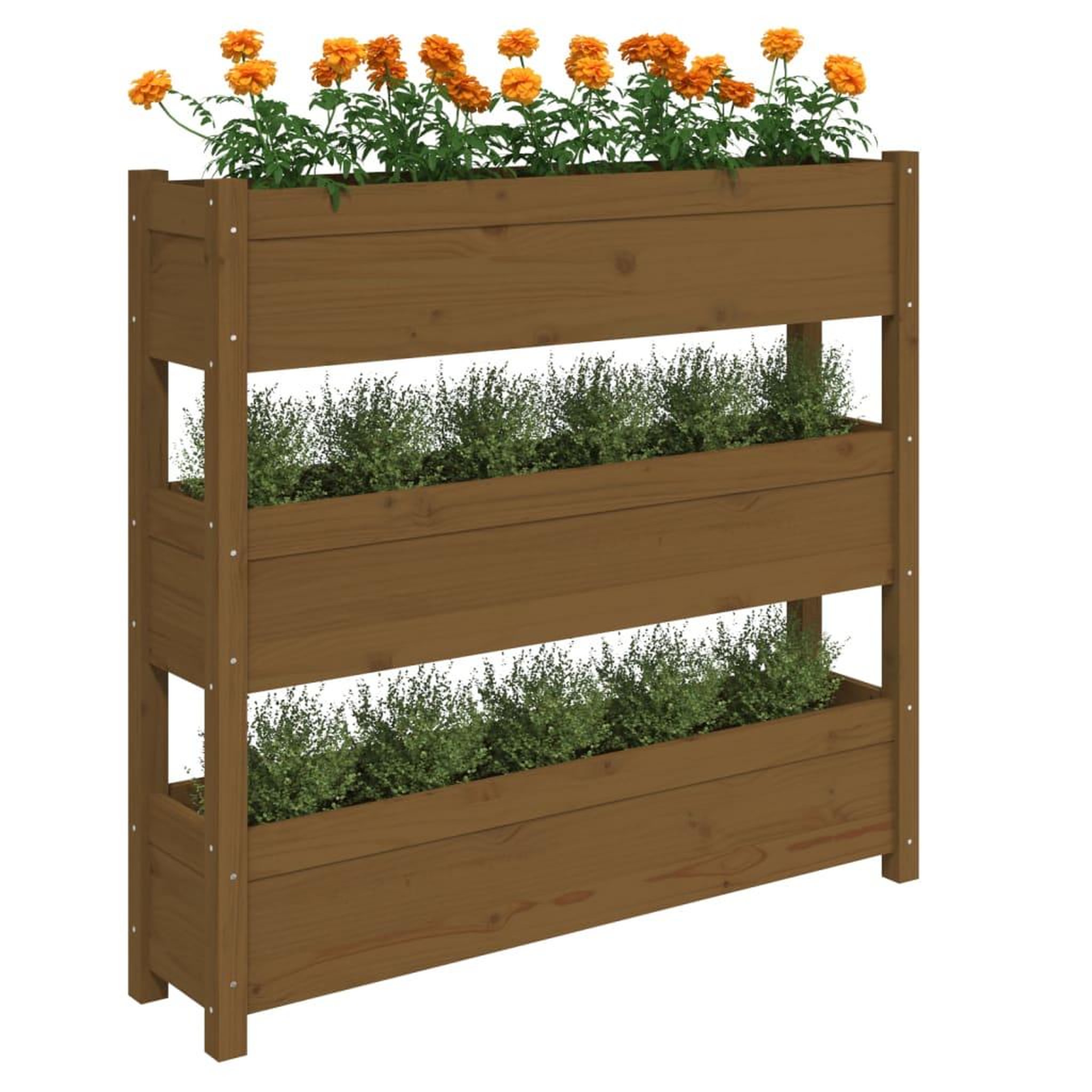 Voir la diapositive 4 : VIDAXL Jardiniere Marron miel 112x25x104,5 cm Bois massif de pin