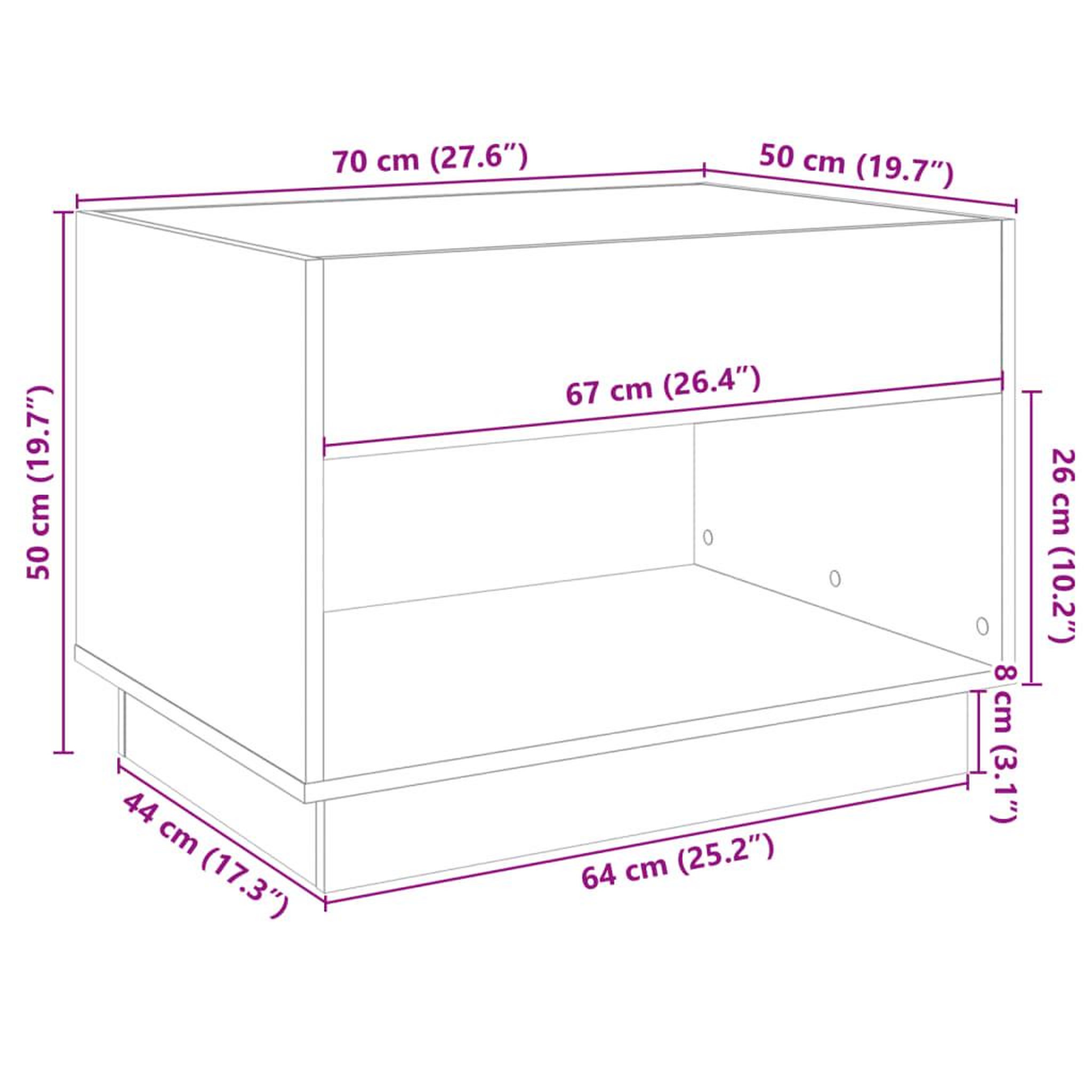 Voir la diapositive 6 : VIDAXL Table basse avec LED infini chene fume 70x50x50 cm