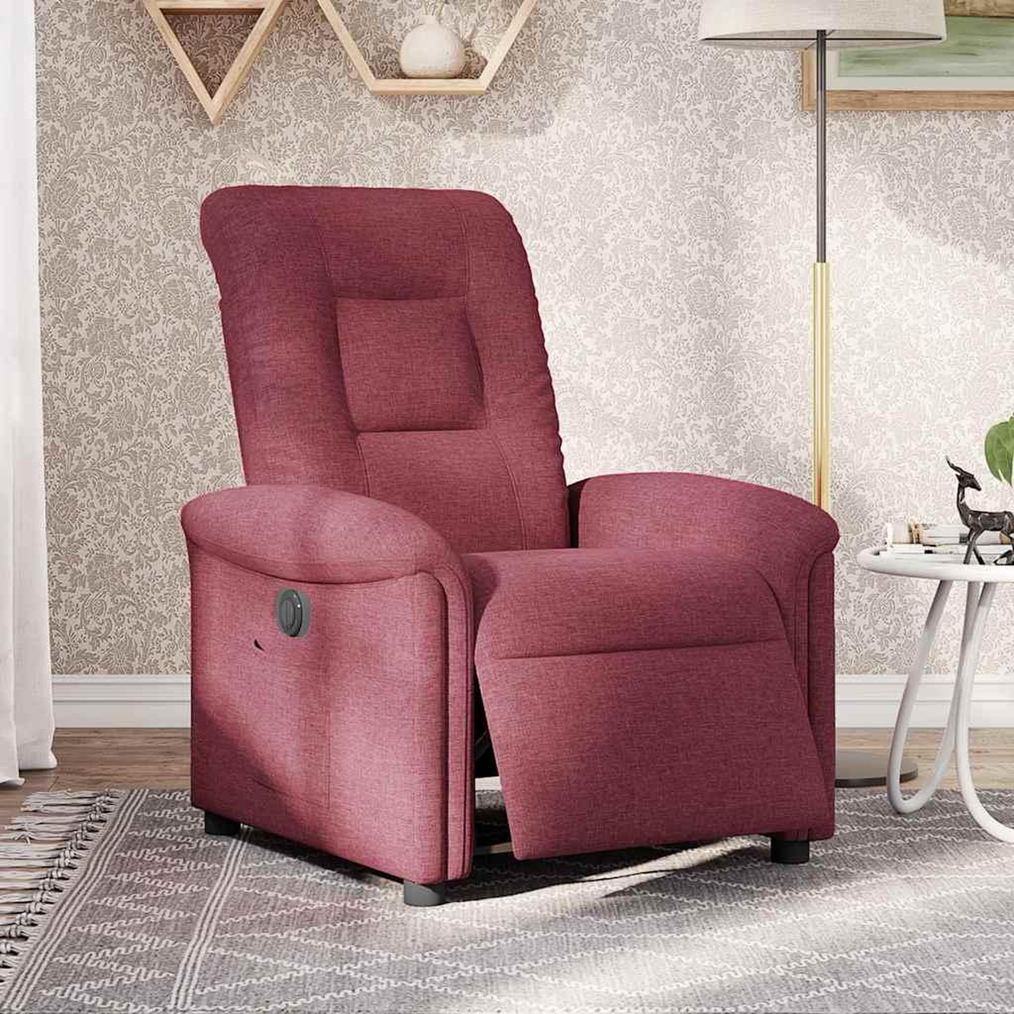 Voir la diapositive 2 : VIDAXL Fauteuil inclinable electrique Rouge bordeaux Tissu