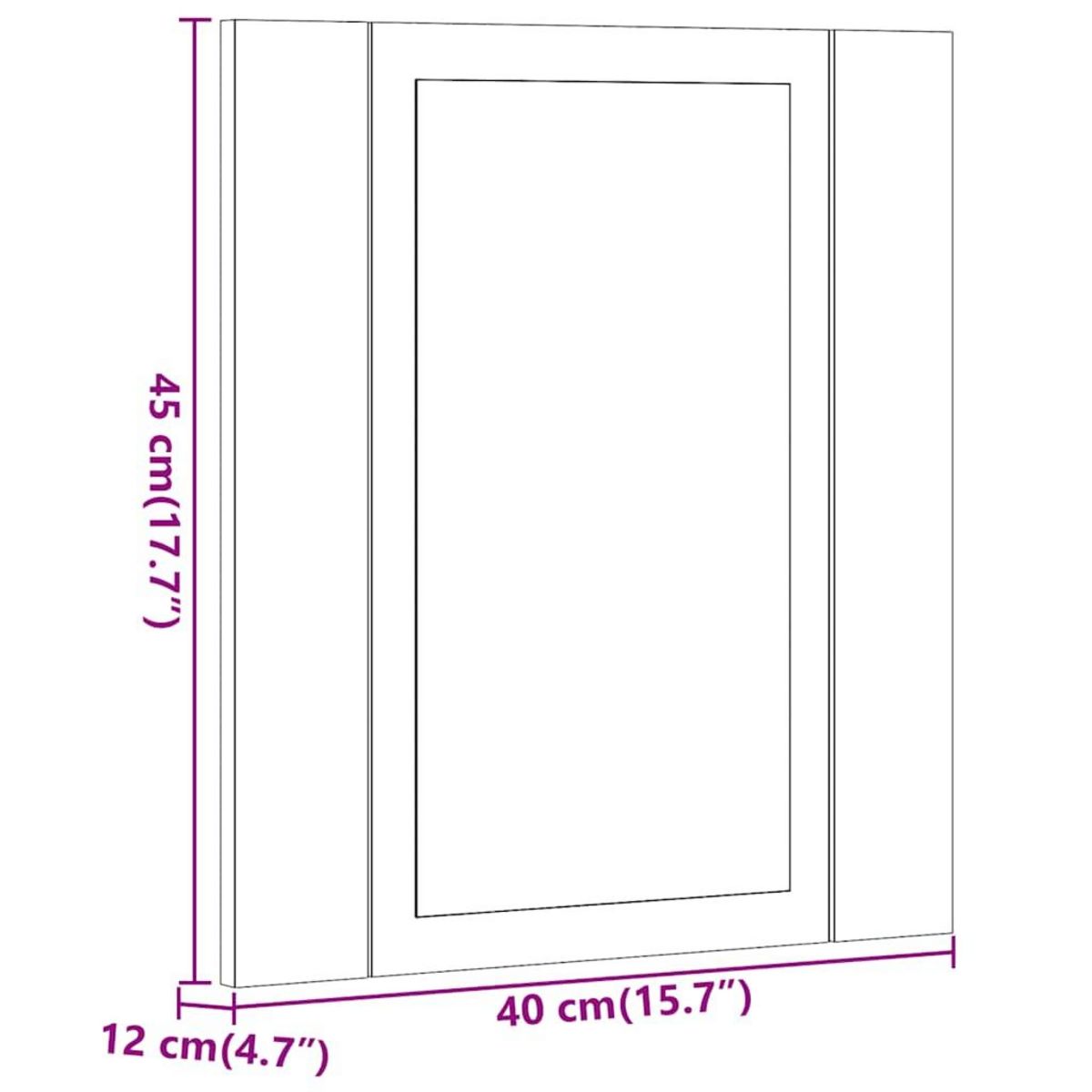 VIDAXL Armoire de salle de bain a miroir LED vieux bois 40x12x45 cm