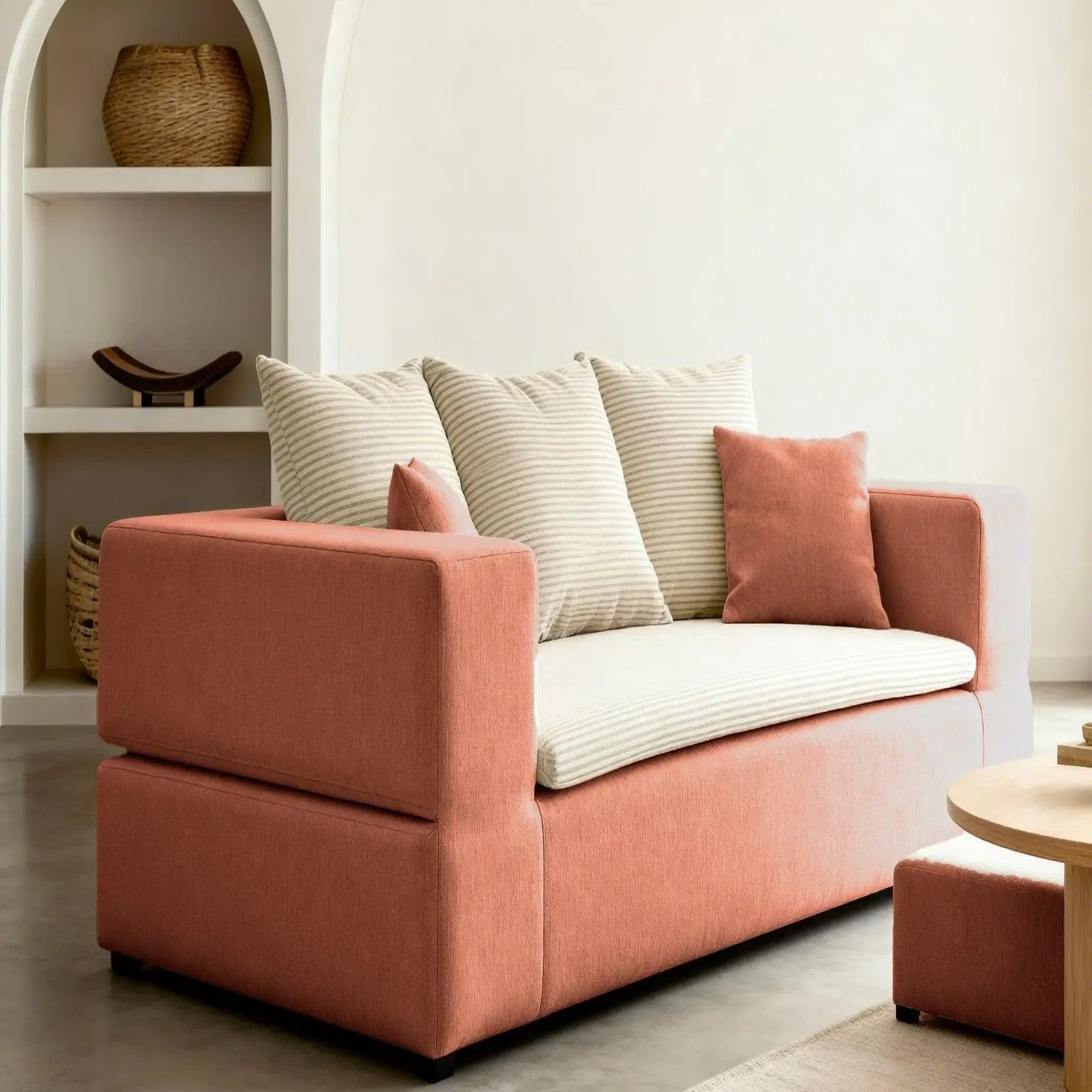 Voir la diapositive 4 : CASANOVA PARIS Ambre - canapé droit convertible bi matière avec deux poufs