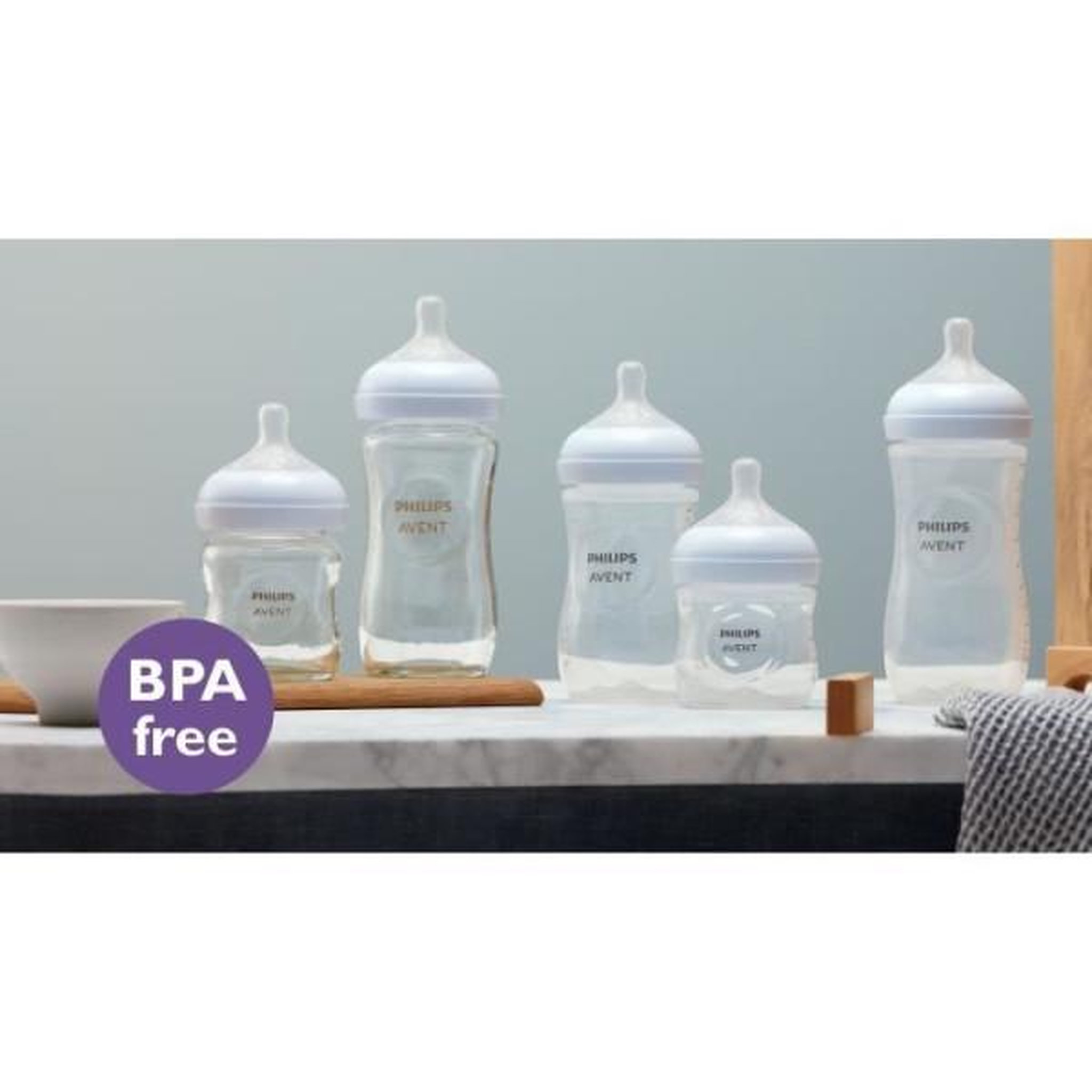 PHILIPS AVENT Kit nouveau-né - philips avent - natural 3.0 - 2 biberons 125ml + 2 biberons 260ml + sucette ultra douce 0-6m + goupillon
