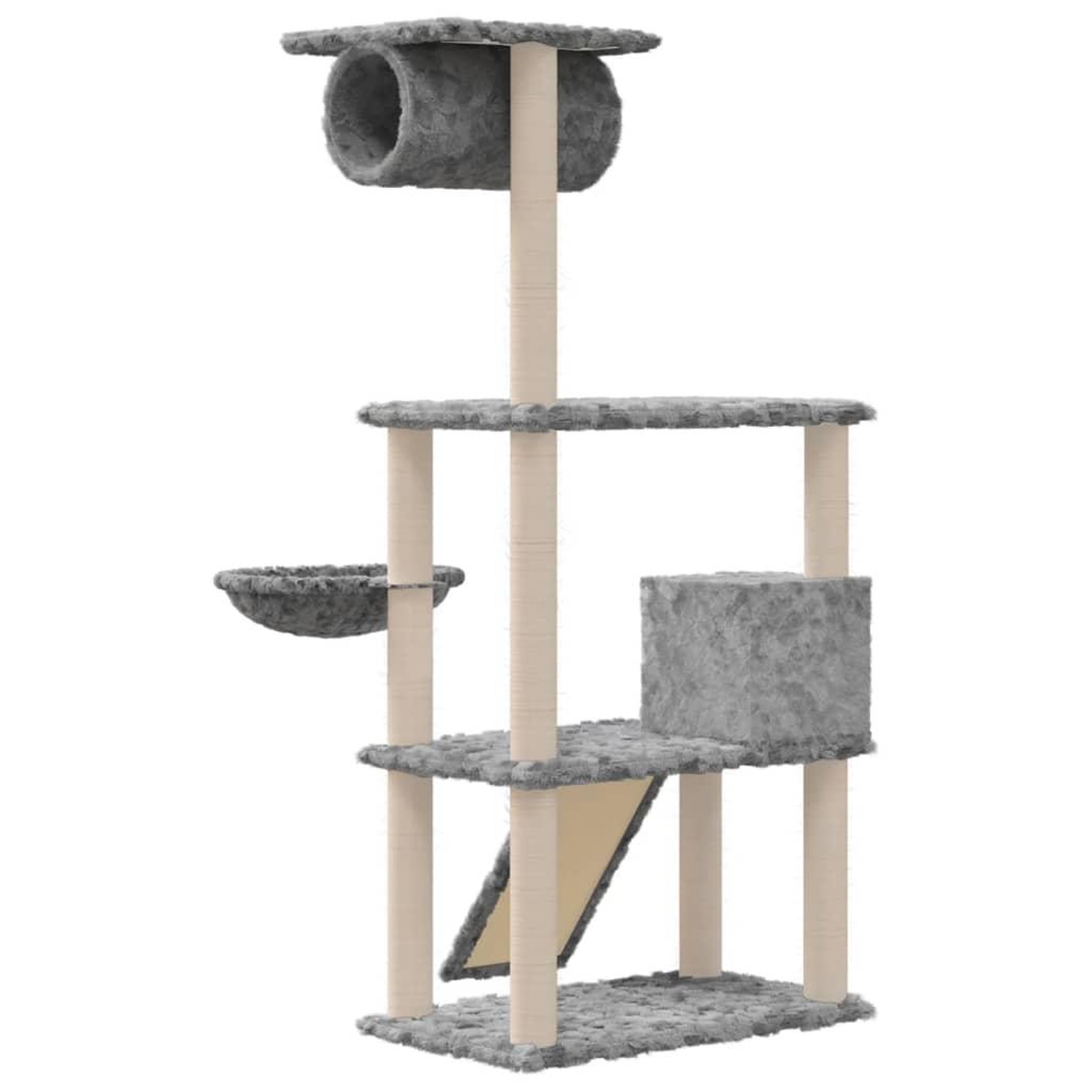 Voir la diapositive 5 : VIDAXL Arbre a chat avec griffoirs en sisal Gris clair 131 cm