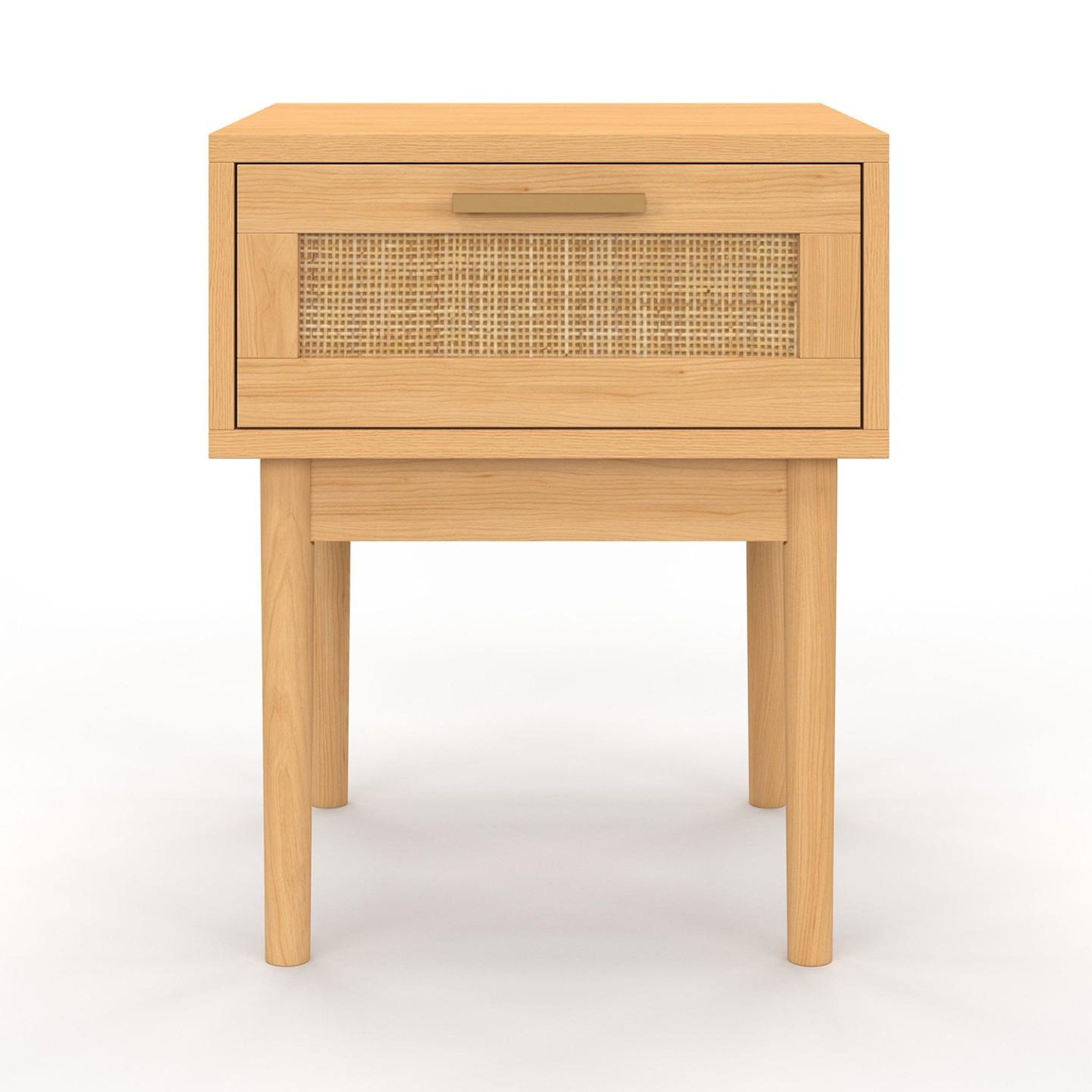 Voir la diapositive 3 : ID MARKET Lot de 2 tables de chevet robert 1 tiroir effet naturel cannage et bois