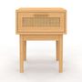 Voir la diapositive 3 : ID MARKET Lot de 2 tables de chevet ROBERT 1 tiroir effet naturel cannage et bois