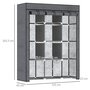 Voir la diapositive 3 : HOMCOM Armoire penderie multi-rangement - 8 étagères, 2 barres - dim. 125L x 43l x 162,5H cm - acier noir non tissé gris