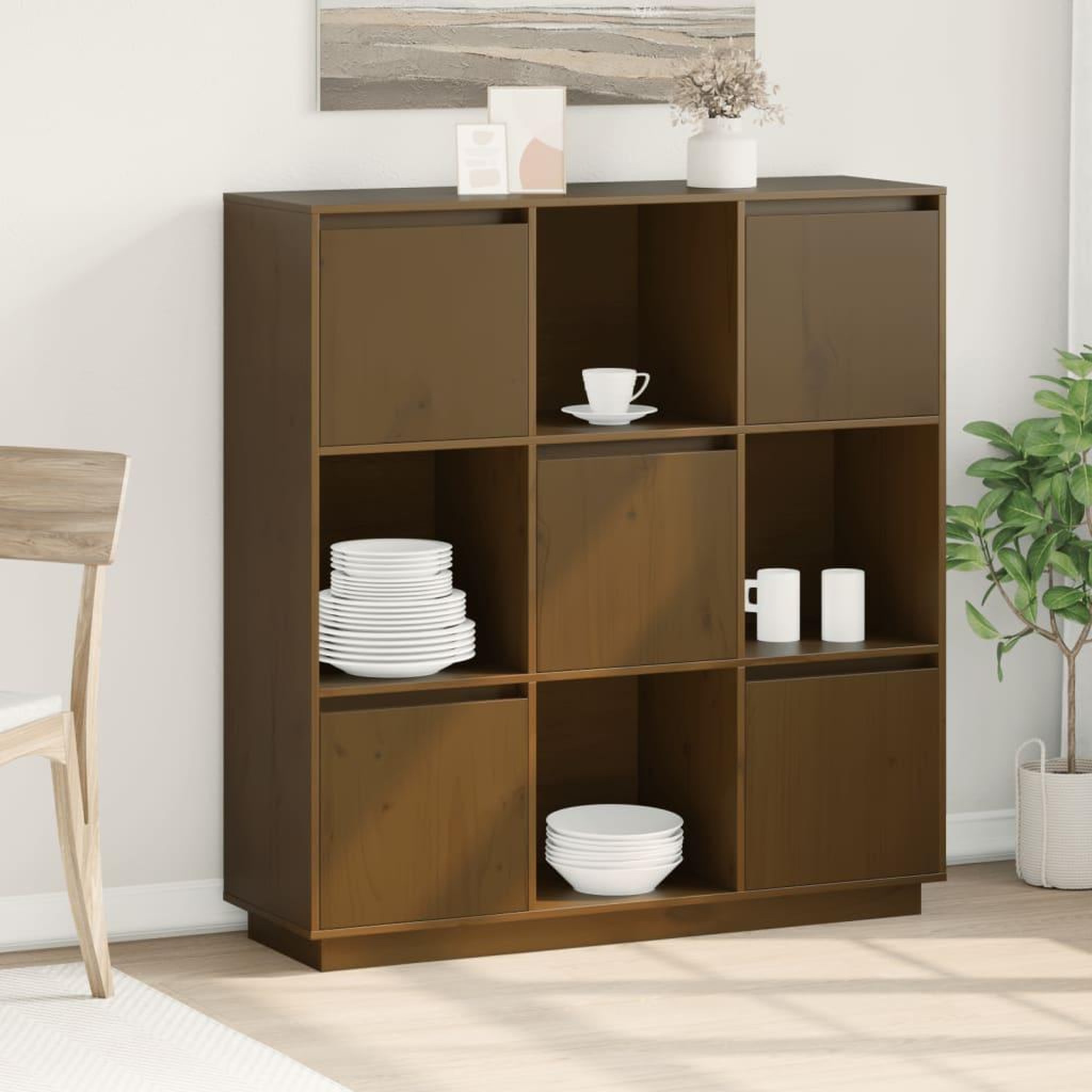VIDAXL Buffet Marron miel 110,5x35x117 cm Bois massif de pin
