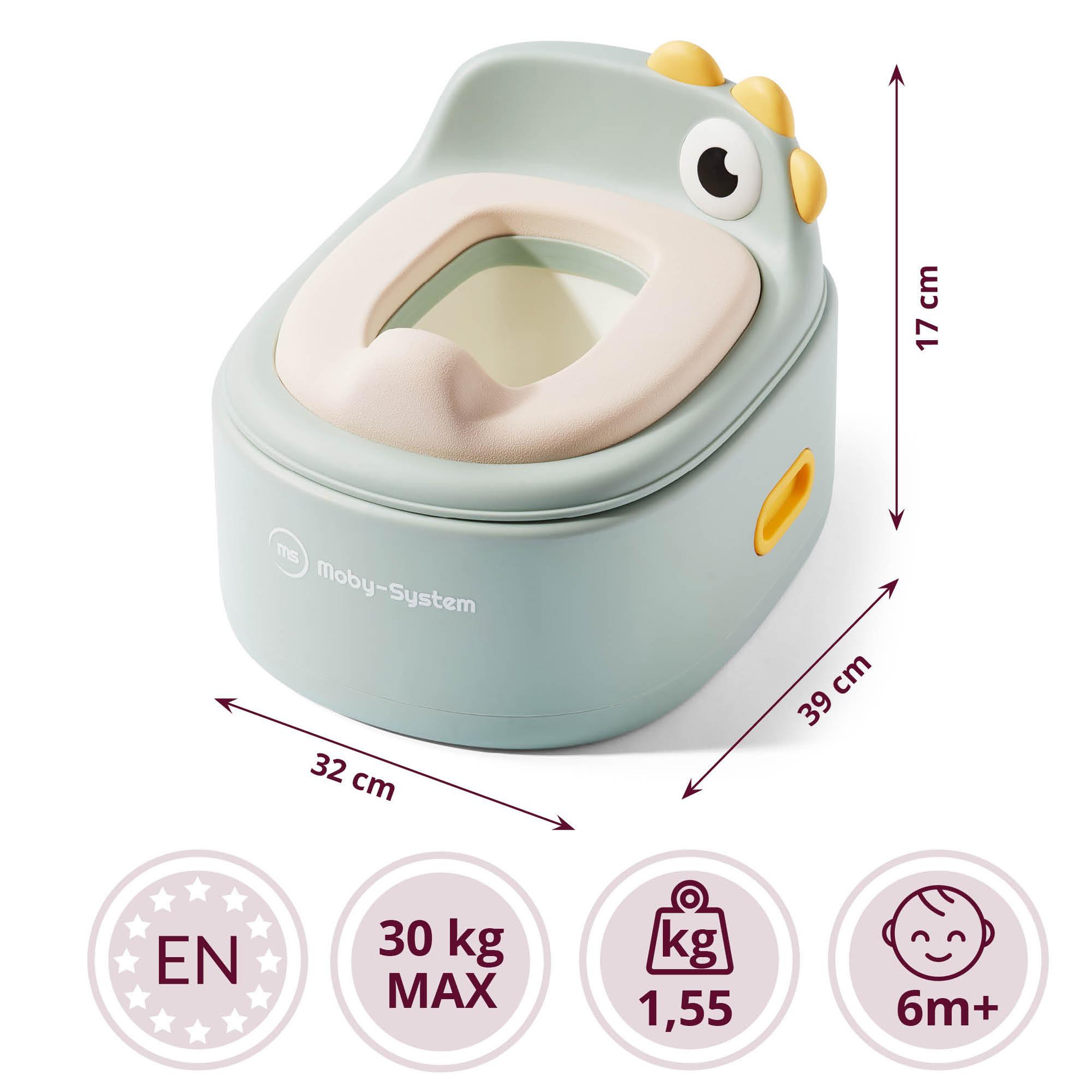 Voir la diapositive 3 : MOBY SYSTEM Pot Évolutif 3 en 1 Réducteur Toilet Marchepied Désign Poussin Moby-System