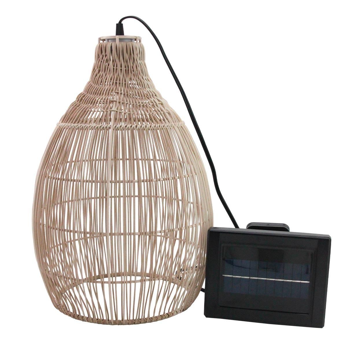 Lumisky Suspension solaire bohème HOLIDAY Beige Poly rotin H42cm