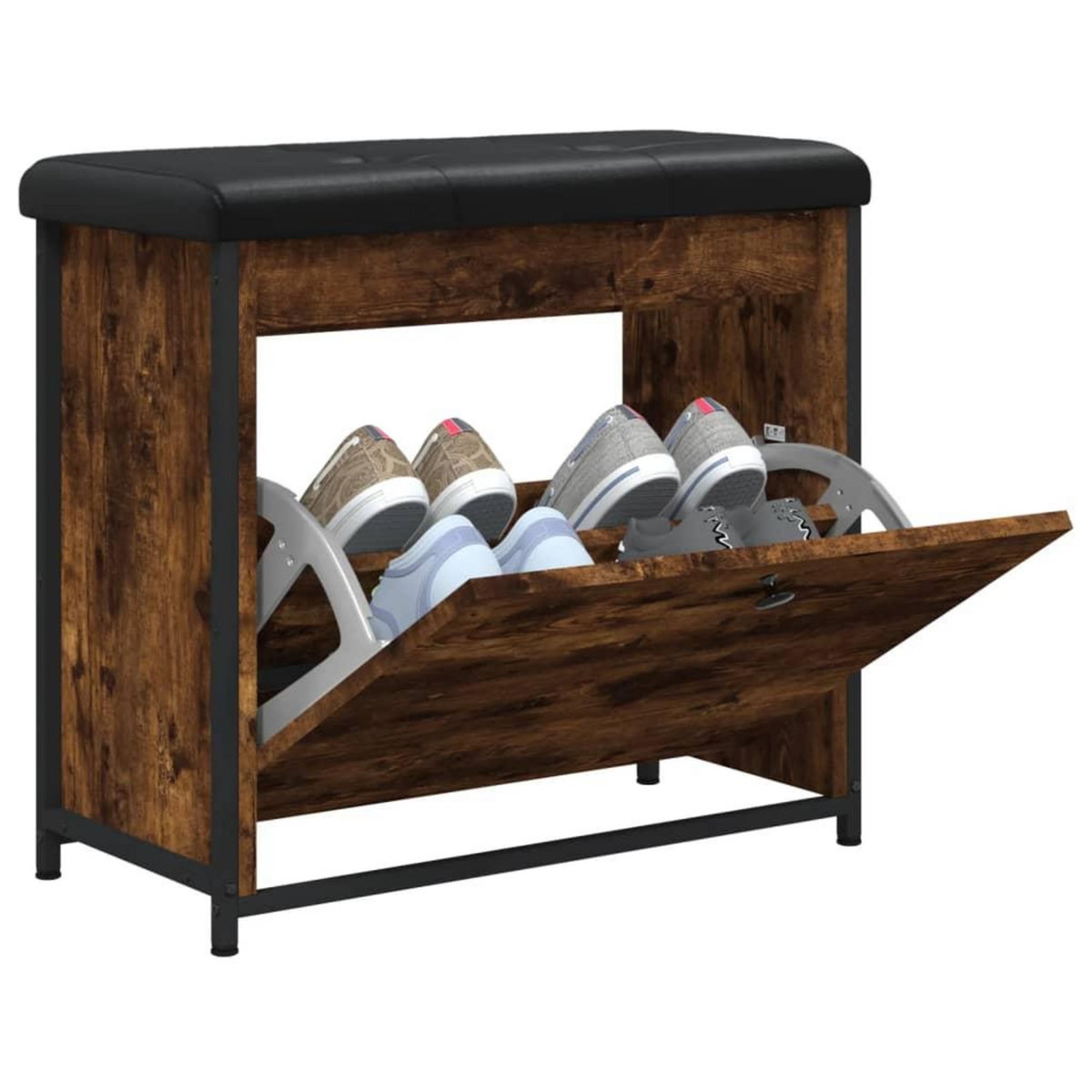 VIDAXL Banc a chaussures avec tiroir rabattable chene fume 62x32x56 cm