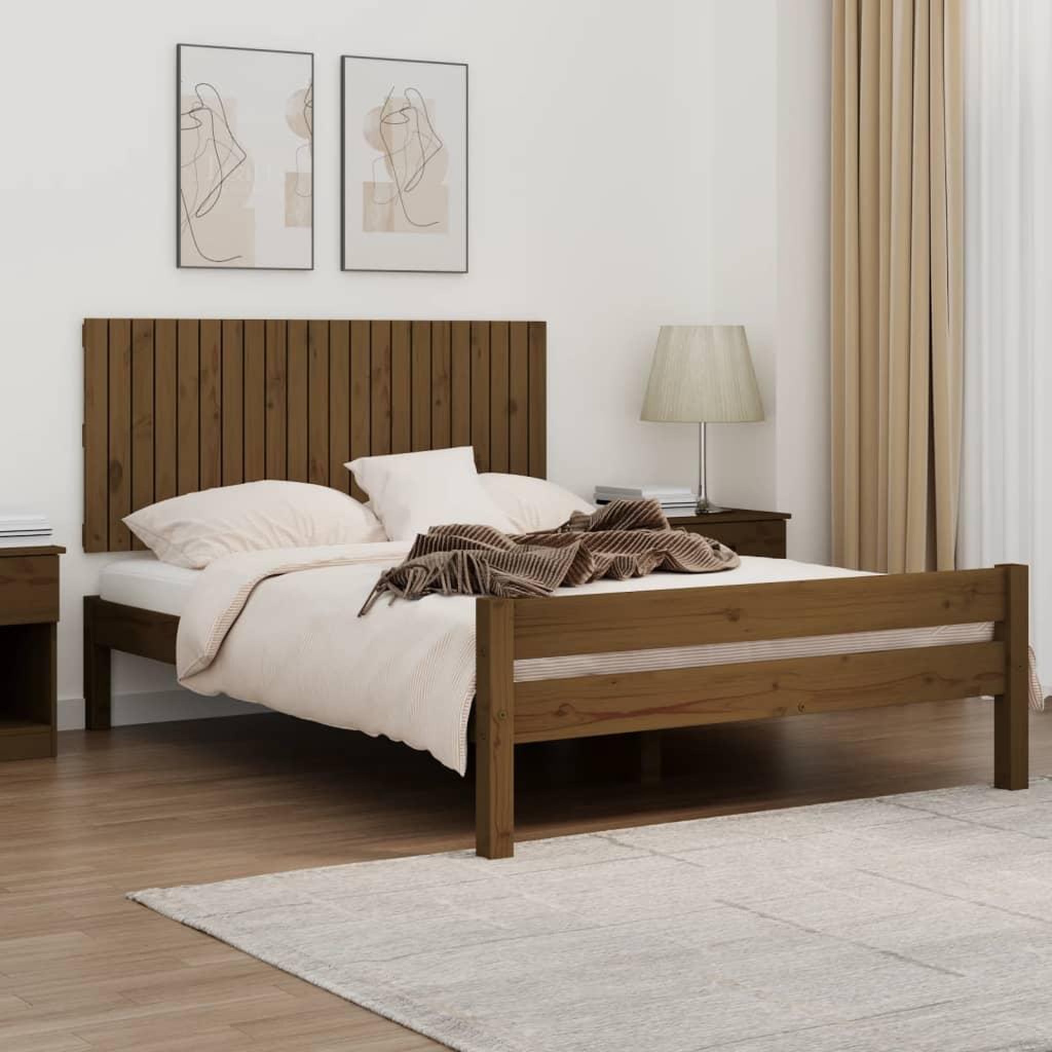 Voir la diapositive 1 : VIDAXL Tete de lit murale Marron miel 140x3x60 cm Bois massif de pin