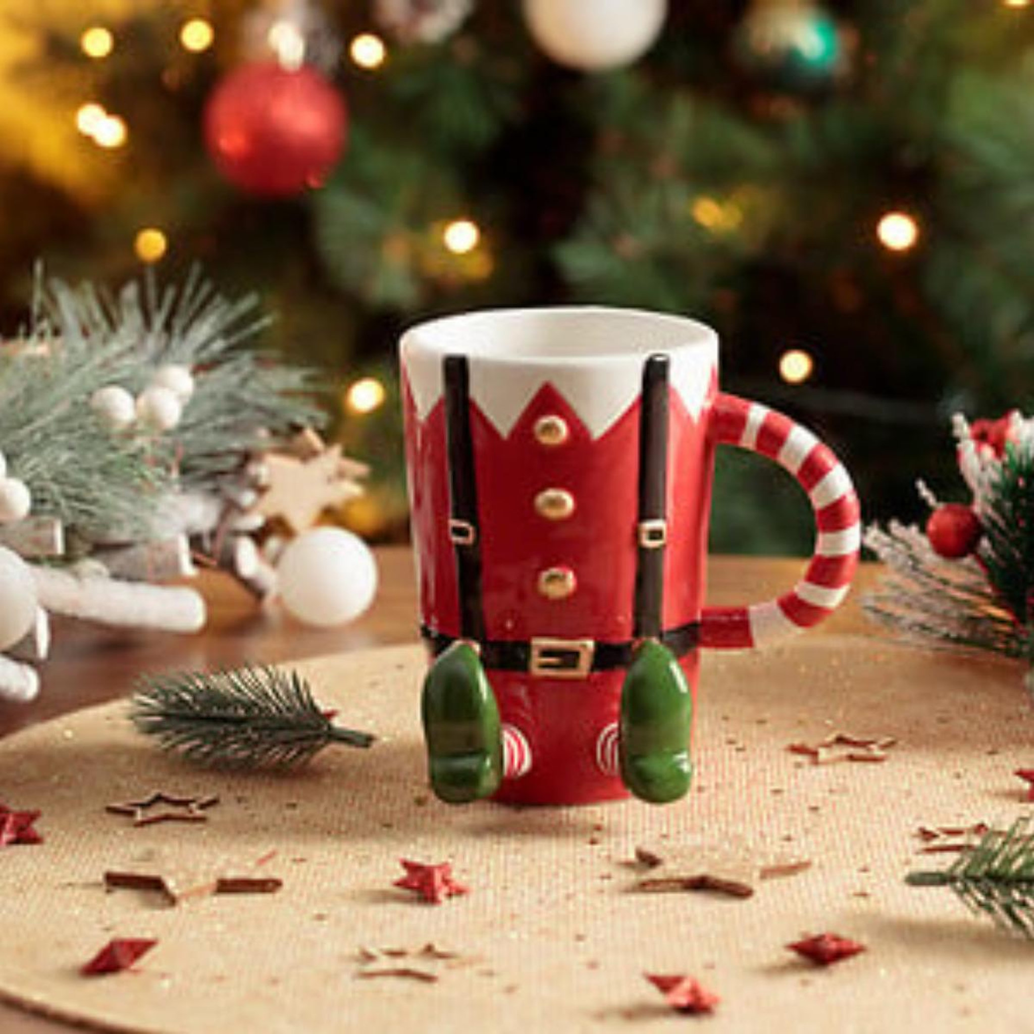 Voir la diapositive 2 : ATMOSPHERA Mug en céramique  lutin  30cl rouge