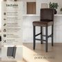 Voir la diapositive 2 : tectake Tabouret de bar rembourré avec dossier marron
