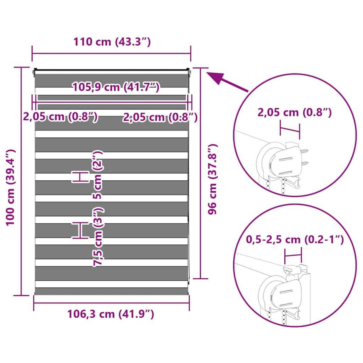 VIDAXL Store zebre beige marbre largeur du tissu 105,9 cm polyester