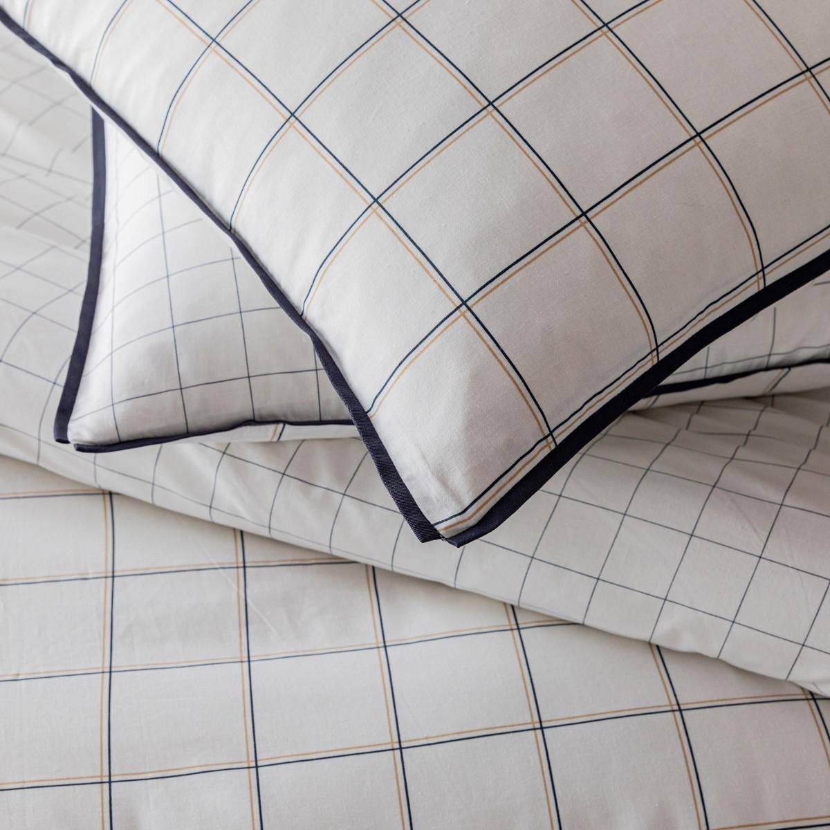 FUTURE HOME Parure de lit 2 personnes à carreaux en coton