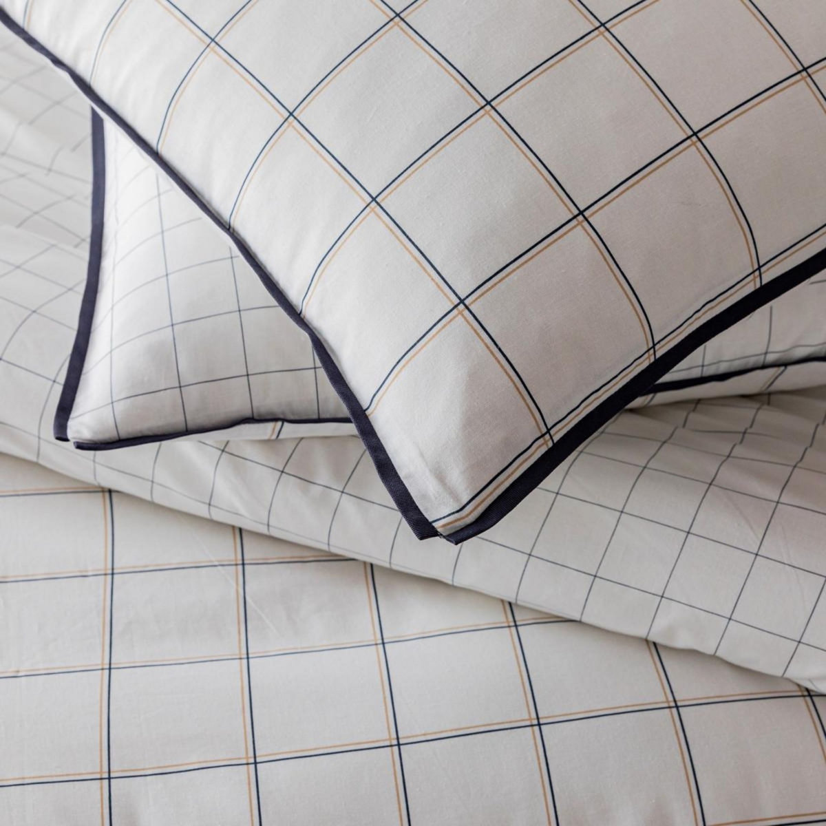 FUTURE HOME Parure de lit 2 personnes à carreaux en coton