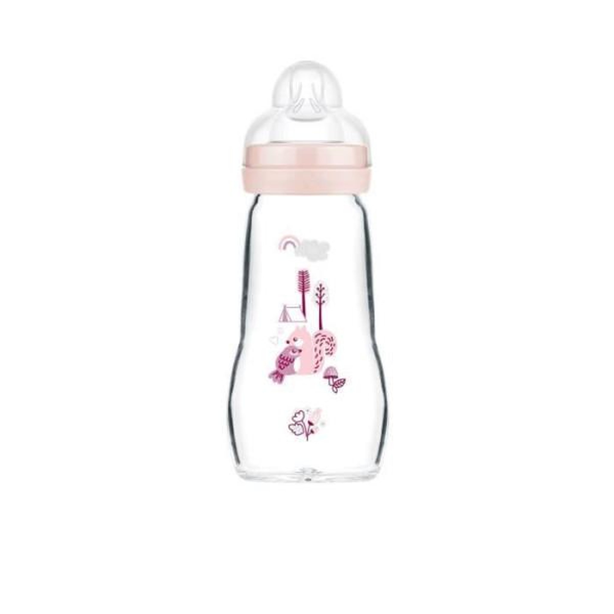 MAM Biberon en verre mam - tétine débit 2 moyen - rose