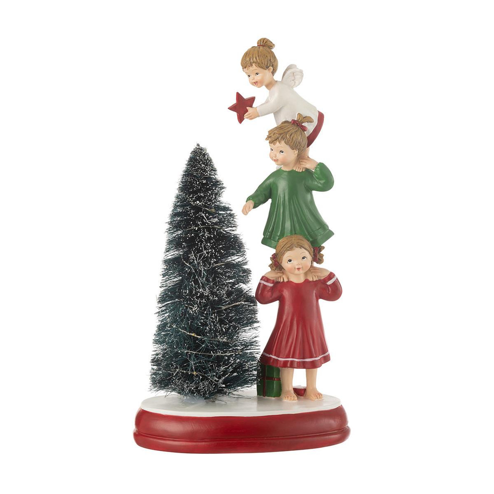 Voir la diapositive 2 : J-LINE Déco de noël à led  sapin & anges  30cm multicolore