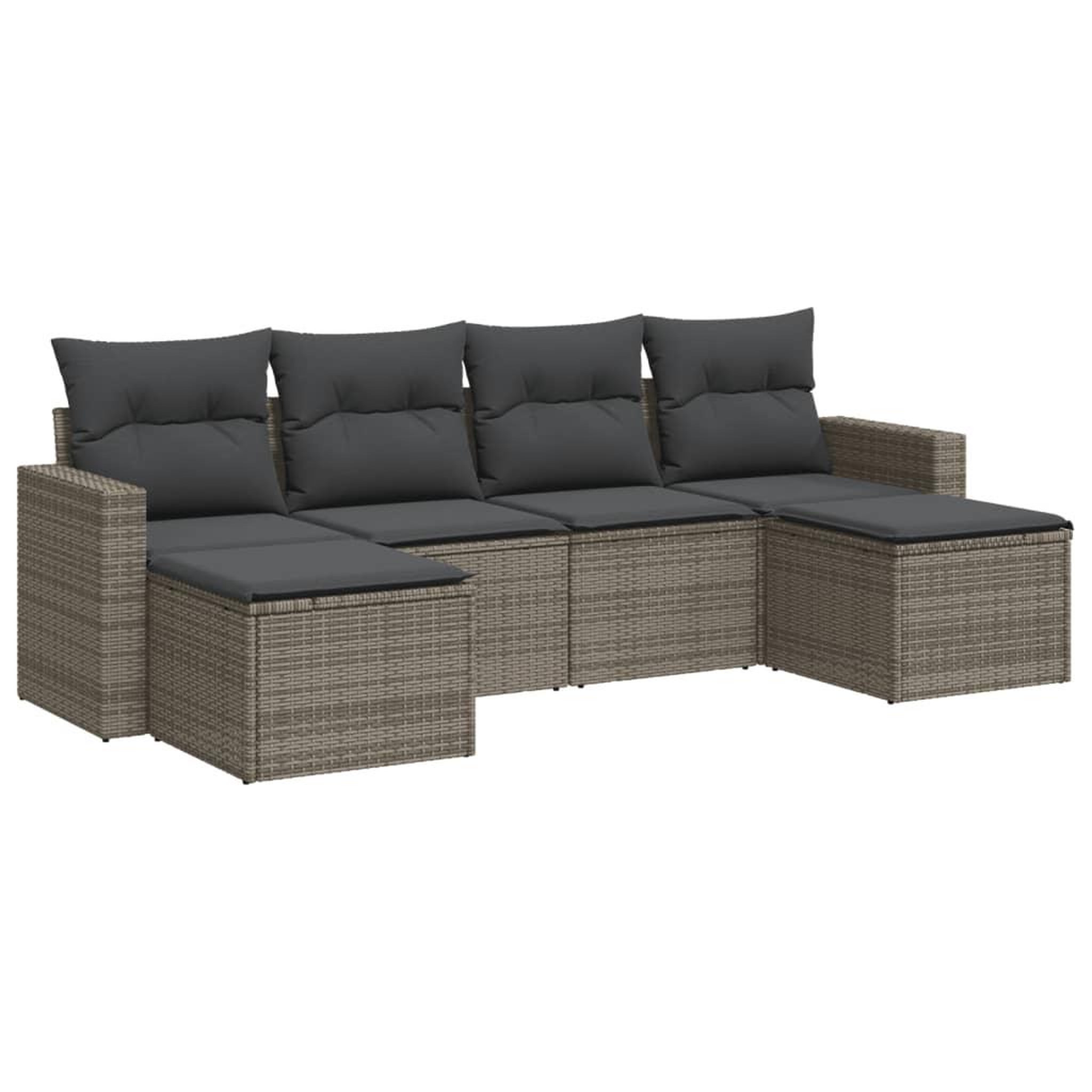Voir la diapositive 2 : VIDAXL Salon de jardin 6 pcs avec coussins gris resine tressee