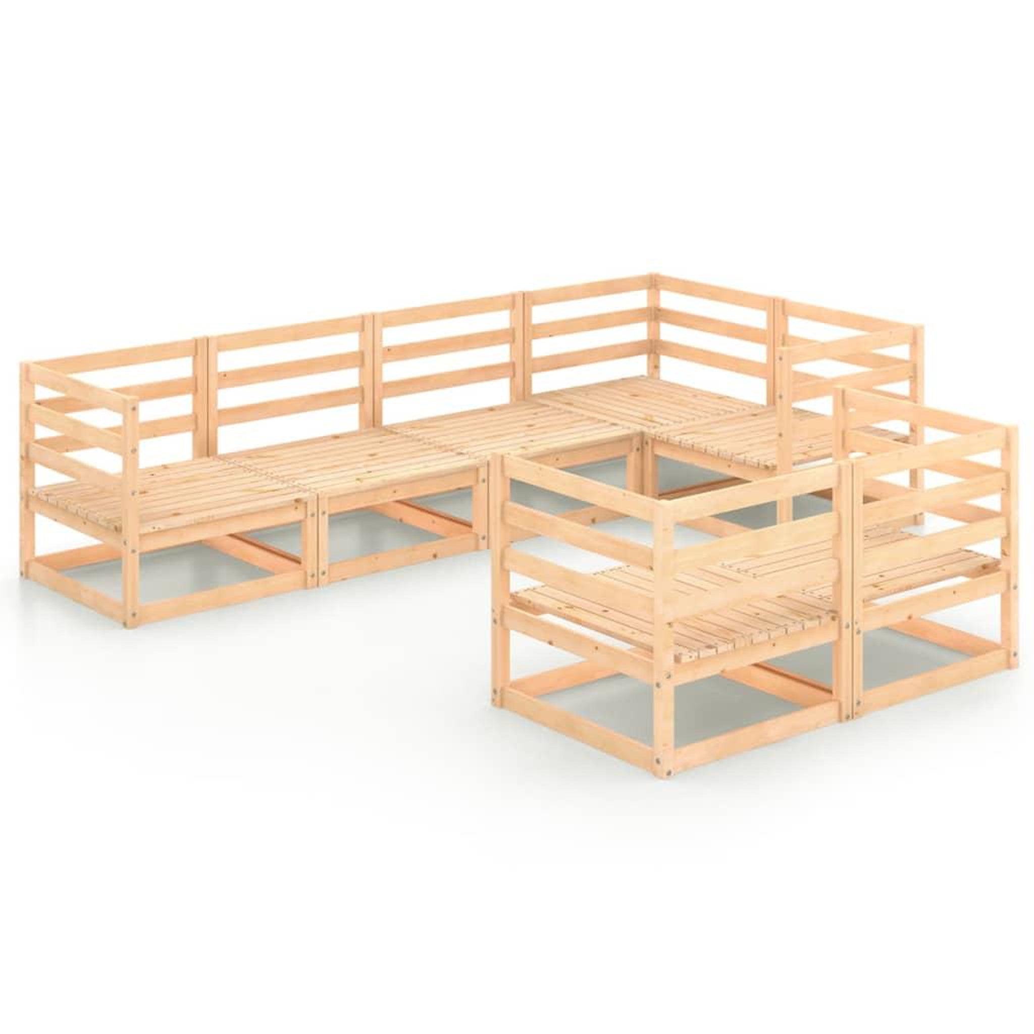 Voir la diapositive 1 : VIDAXL Salon de jardin 7 pcs bois de pin massif