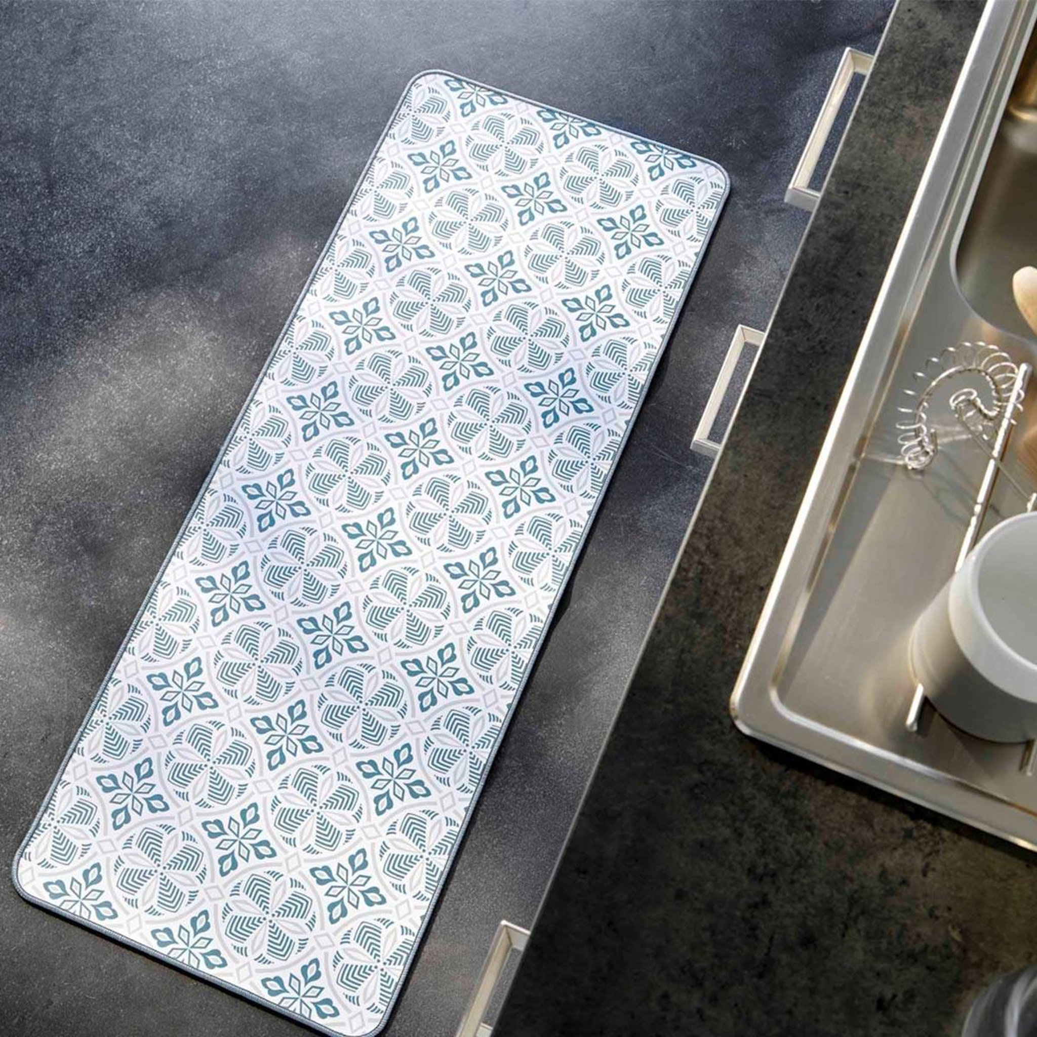 Voir la diapositive 4 : Douceur d'Intérieur Tapis déco imprimé  joan  45x120cm bleu