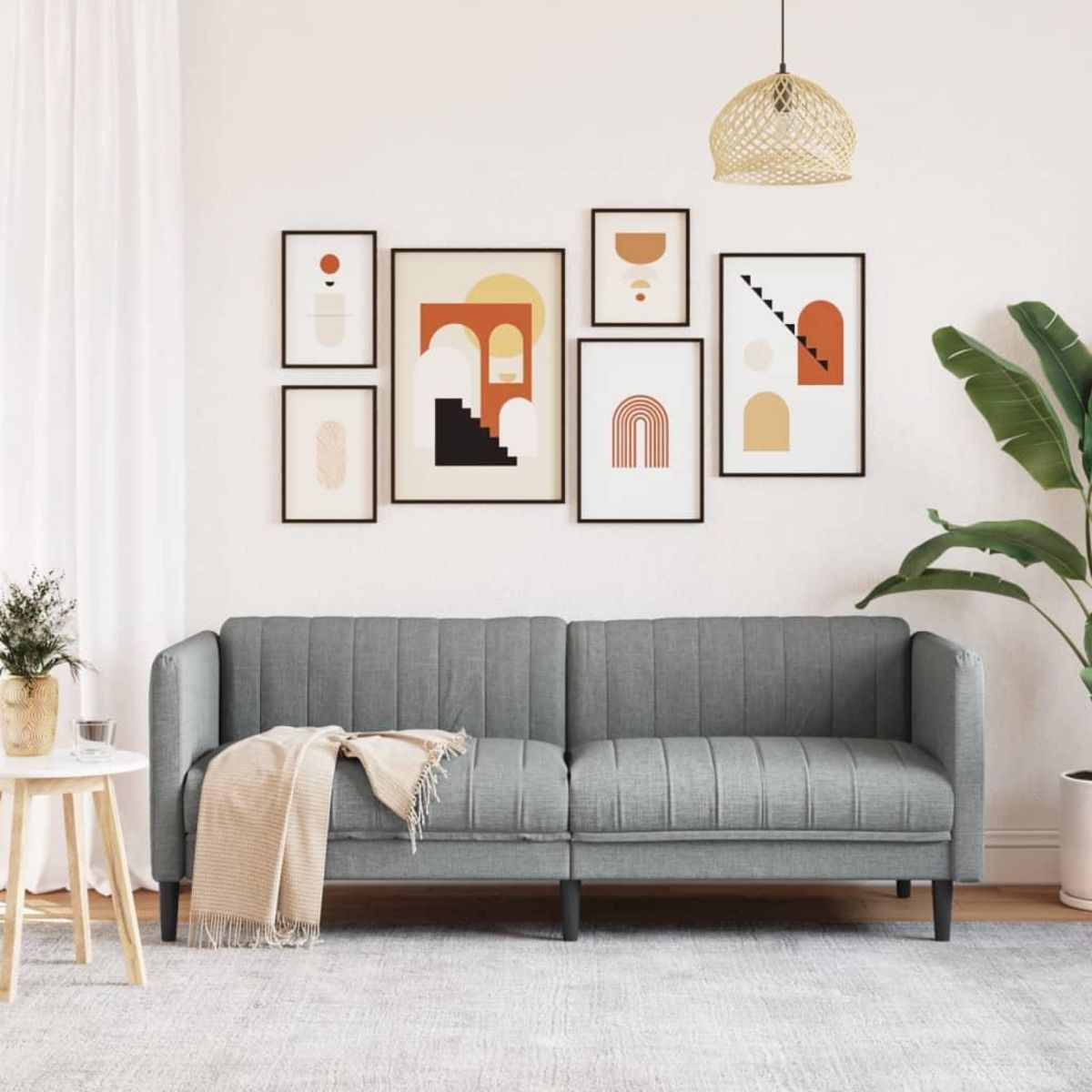 VIDAXL Canape a 3 places gris clair tissu