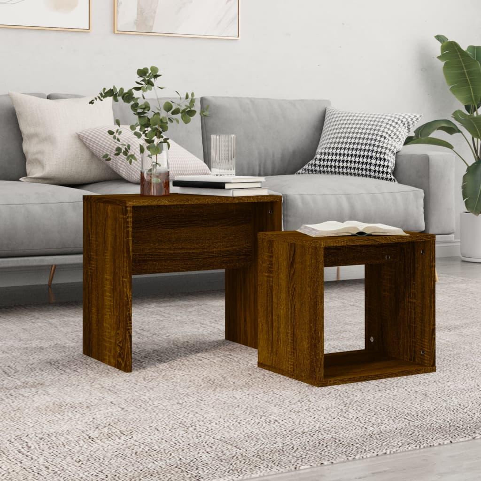 VIDAXL Tables basses gigognes 2 pcs chene marron bois d'ingenierie