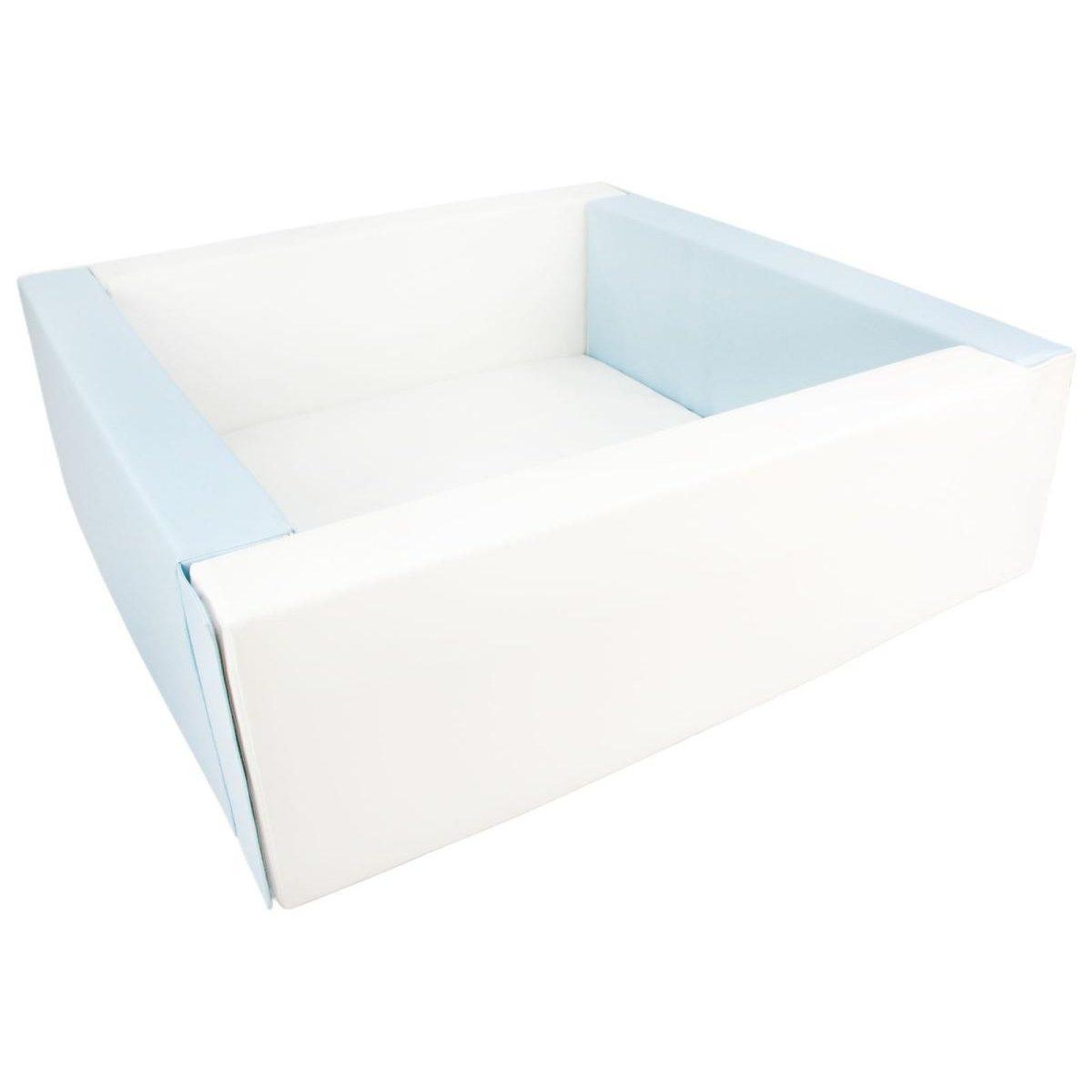 VELINDA Piscine à balles carrée en cuir artificiel, sans balles — blanc, bleu (pastel)