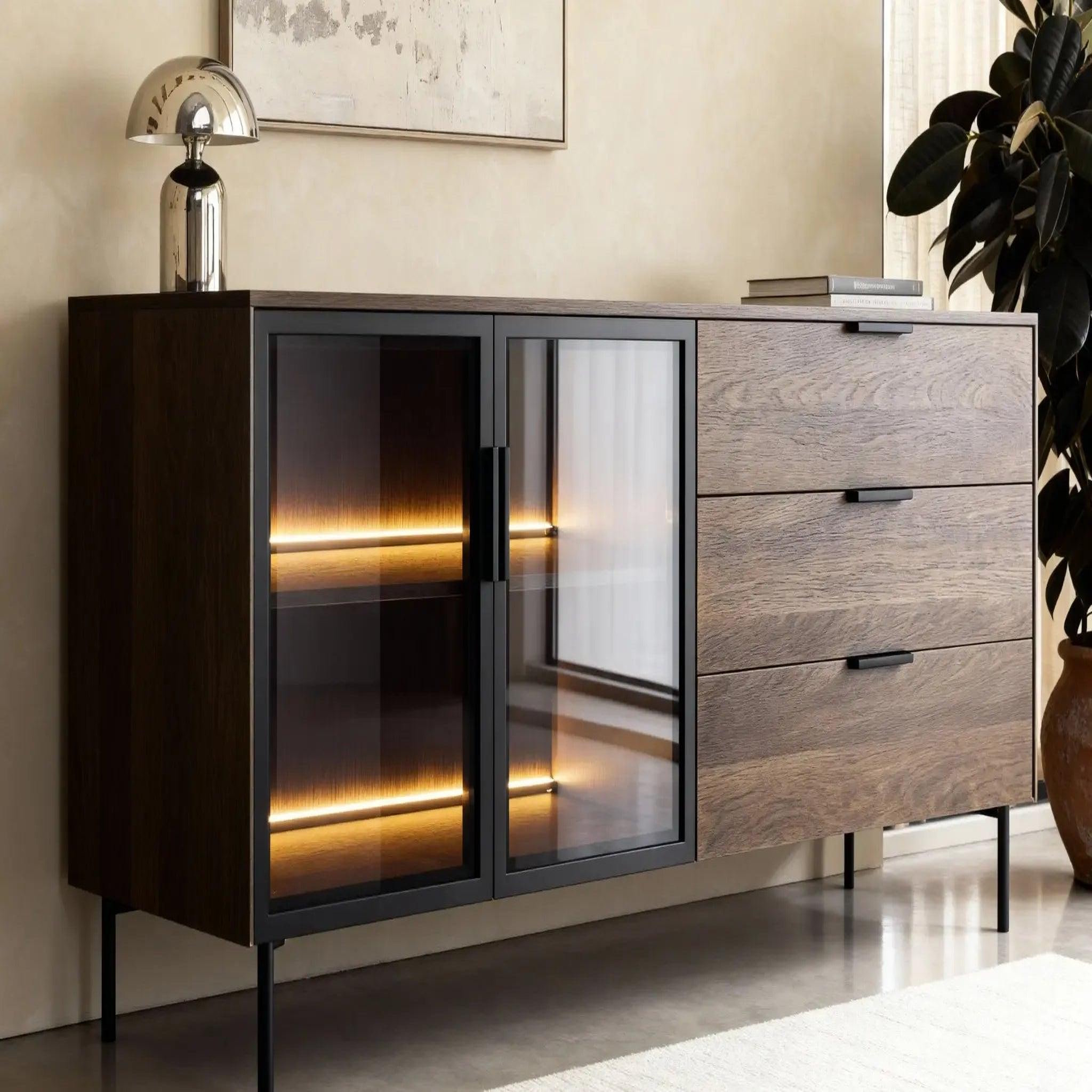 Voir la diapositive 4 : CASANOVA PARIS Paloma - buffet 2 portes 3 tiroirs 181cmeffet chêne dunin
