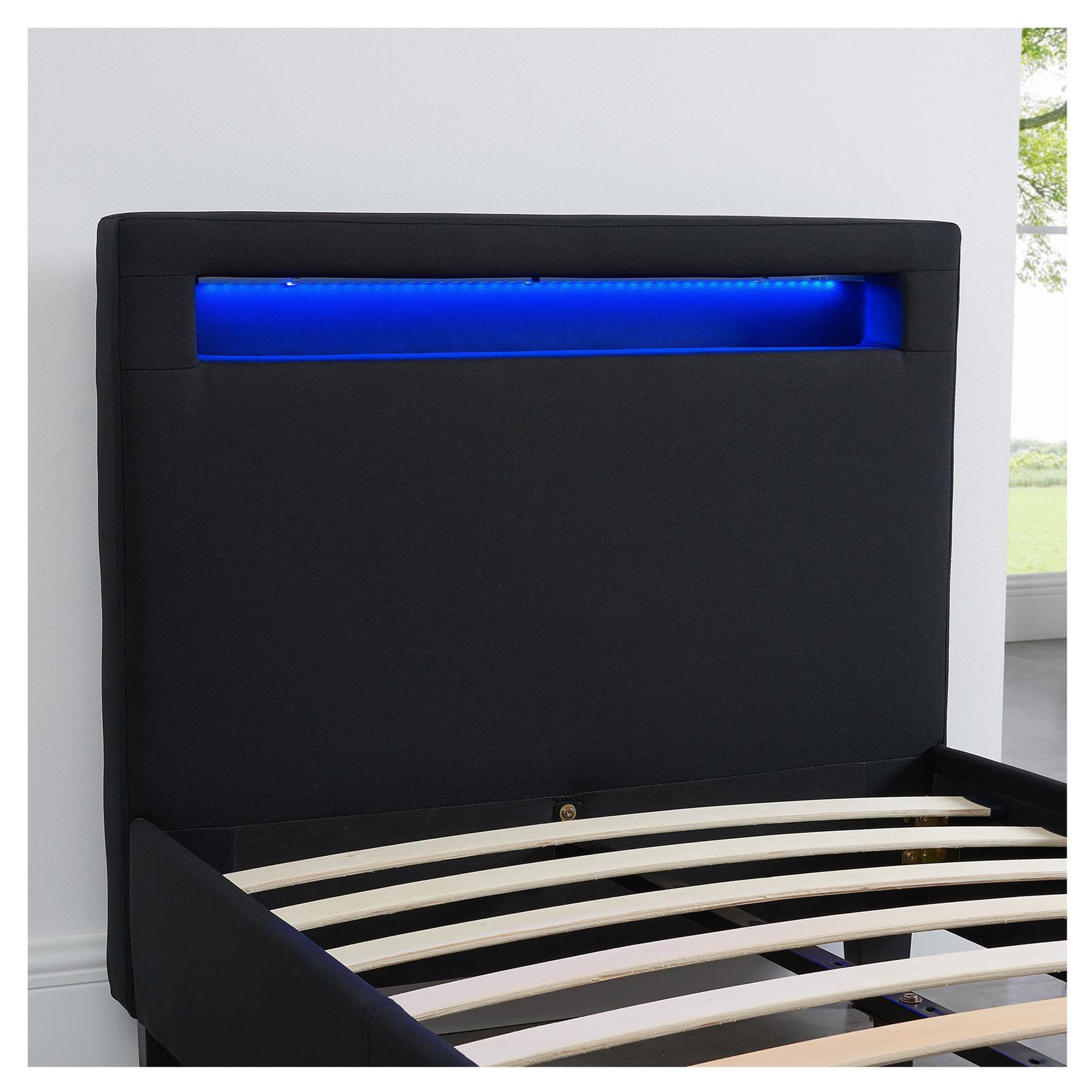 Voir la diapositive 6 : IDIMEX Lit LED simple MOLINA 90x190 cm, avec sommier, revêtement tissu