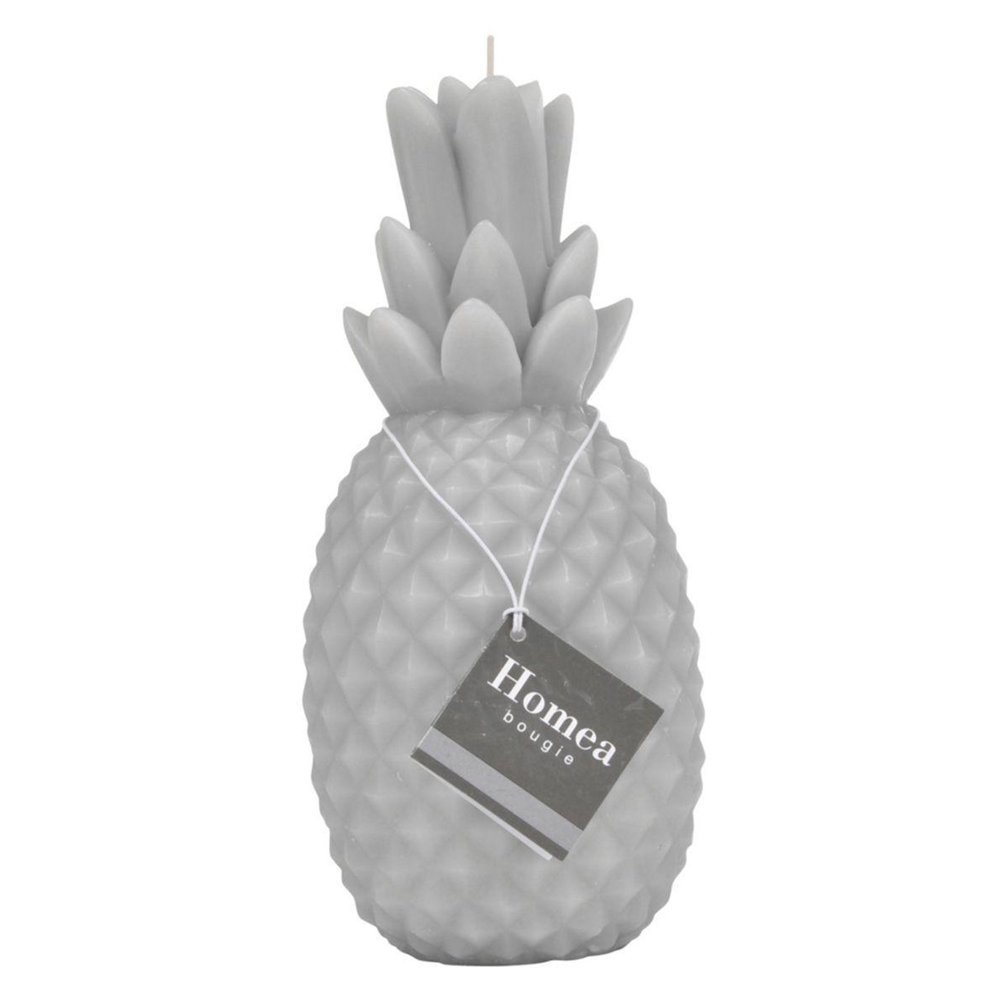 Voir la diapositive 2 : HOMEA Bougie déco  ananas tropical  20cm gris