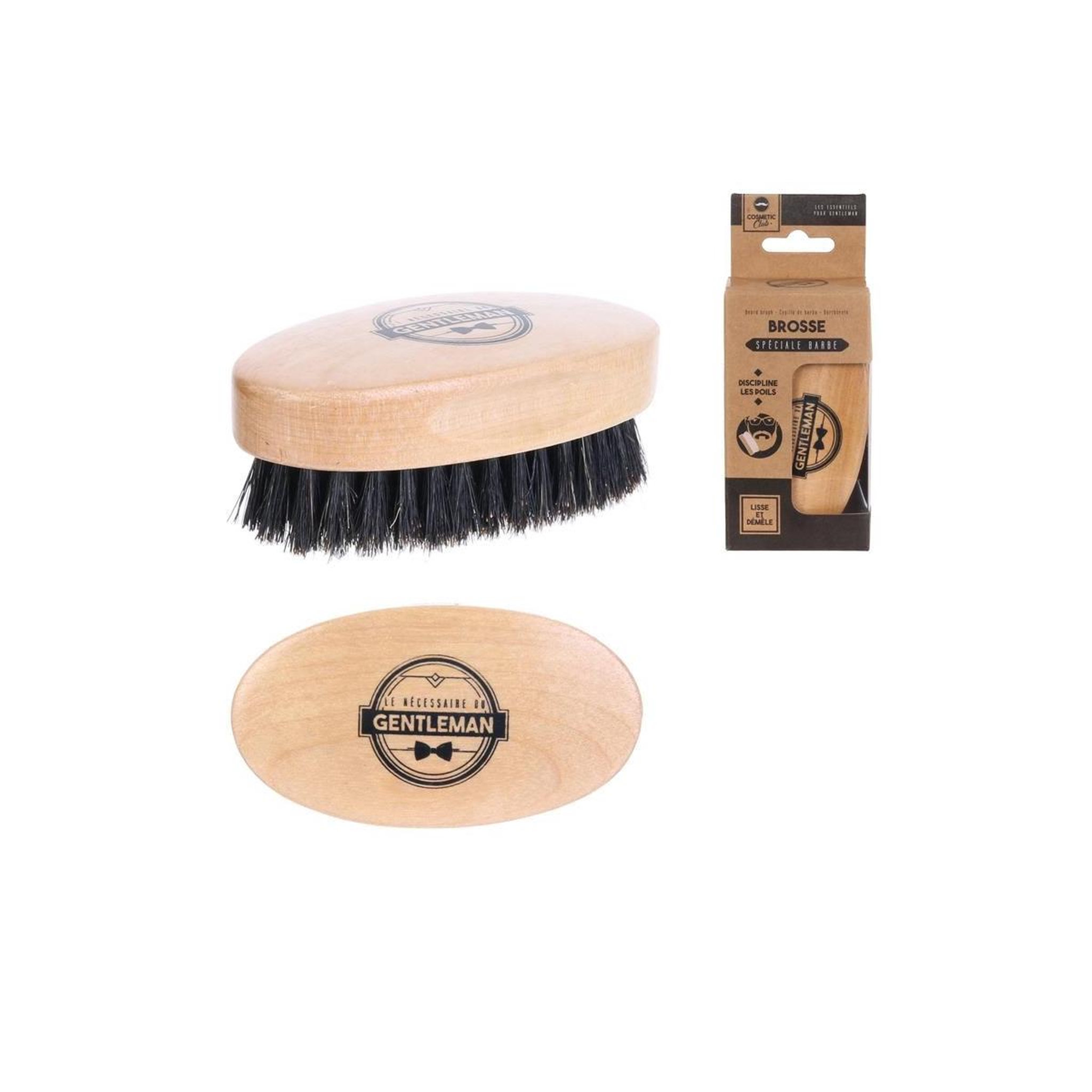 Voir la diapositive 3 : Cosmetic Club Brosse à barbe en bois  gentleman  9cm beige