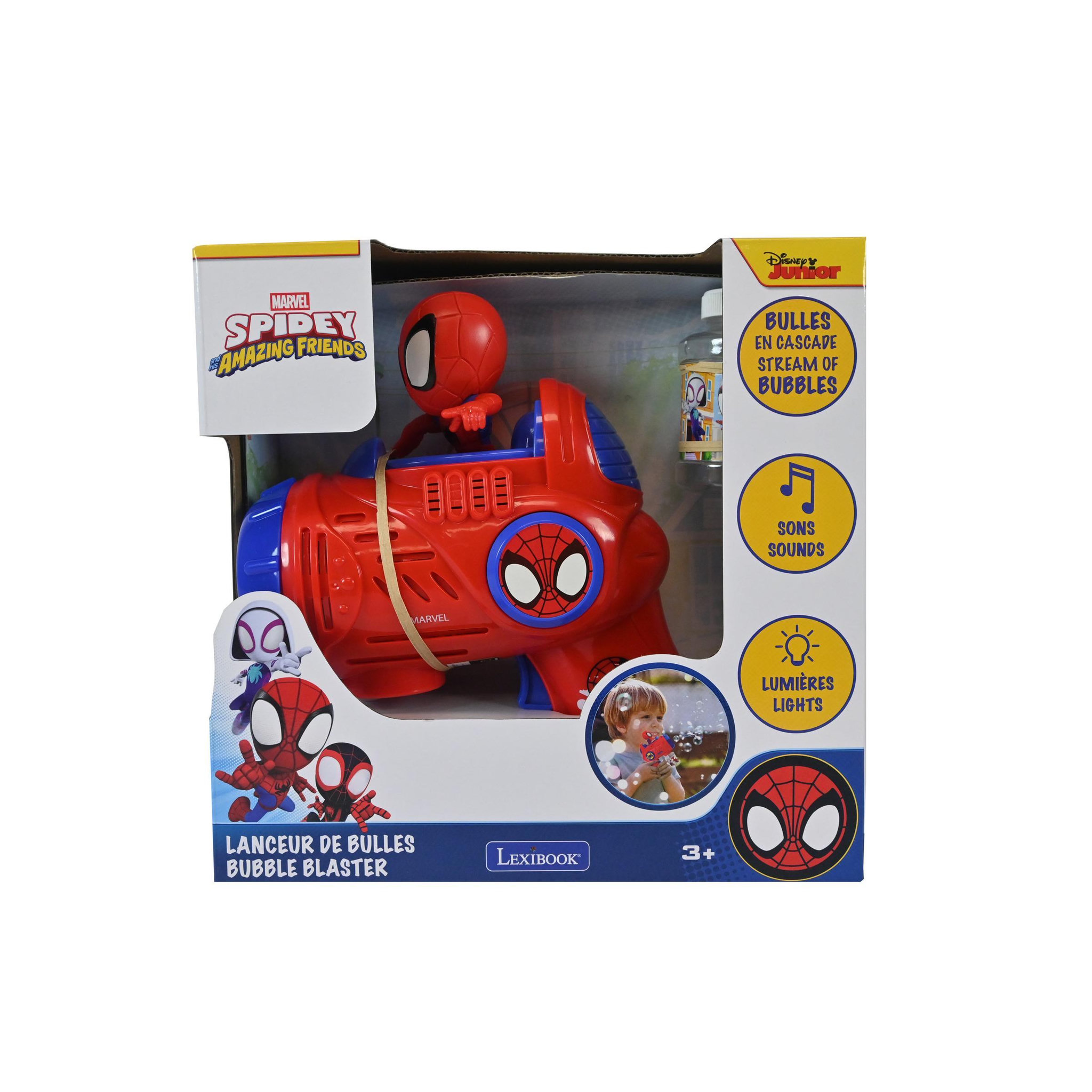 Voir la diapositive 3 : Lexibook Pistolet à Bulles Spidey avec effets lumineux et sonores