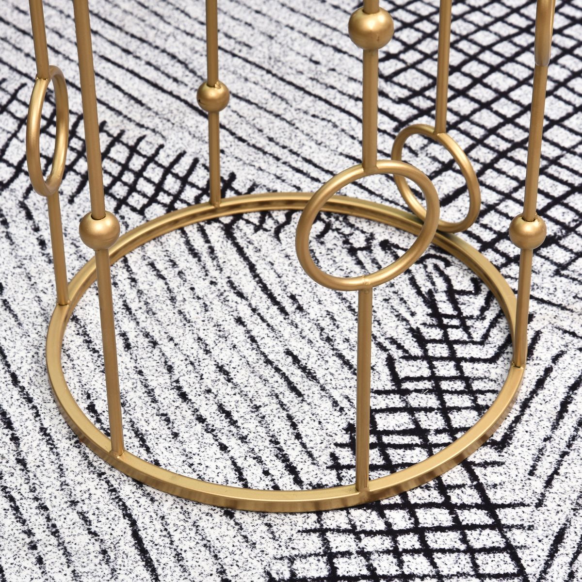 HOMCOM Tables gigognes lot de 2 tables basses rondes design style art déco Ø 41 et Ø 36 cm métal doré verre trempé 5 mm