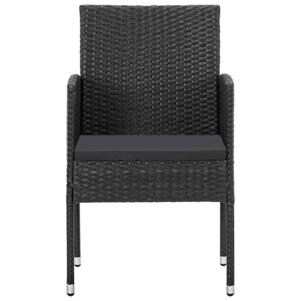 VIDAXL Chaises de jardin coussins noir lot de 4 noir résine tressée