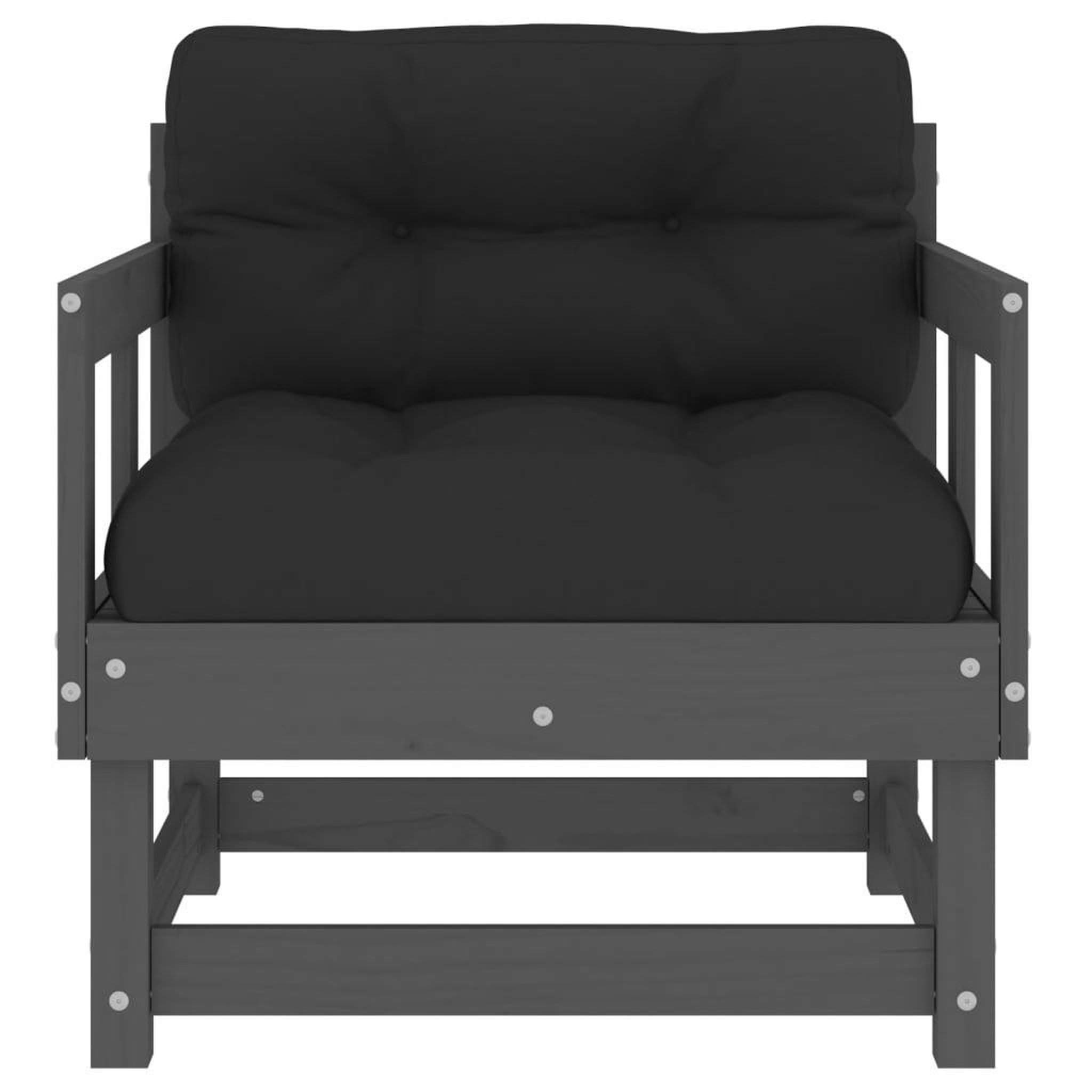 Voir la diapositive 4 : VIDAXL Chaises de jardin et coussins lot de 2 gris bois de pin massif