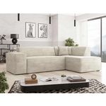 BEST MOBILIER Duchamp - canapé d'angle droit 5 places - en velours côtelé. Coloris disponibles : Vert, Gris, Bleu, Beige