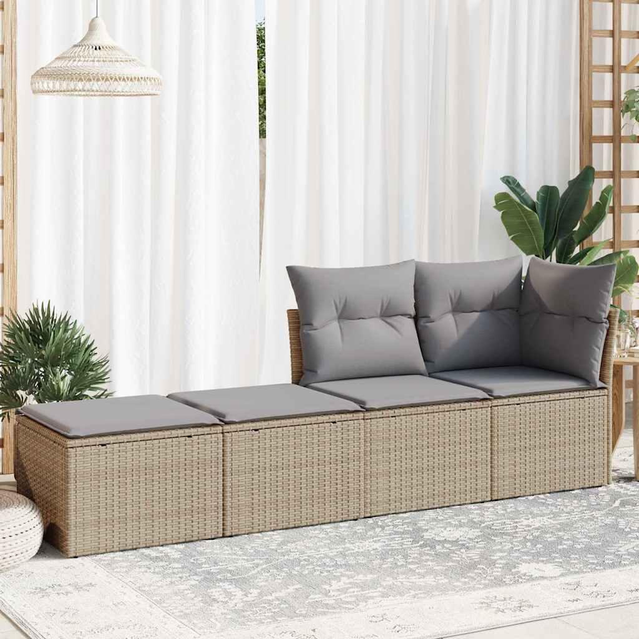 Voir la diapositive 3 : VIDAXL Salon de jardin avec coussins 2 pcs beige resine tressee acacia