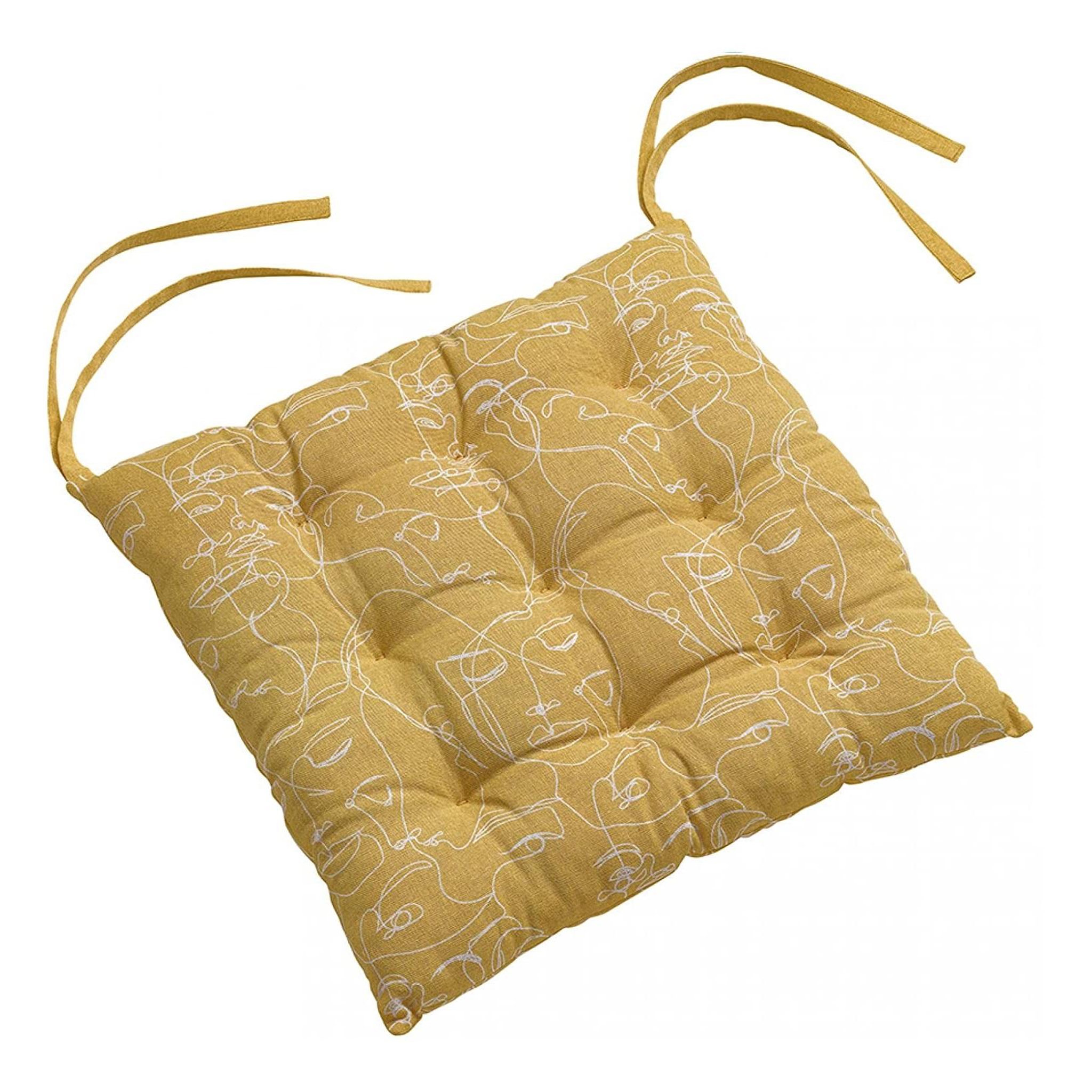 Eden Galette de chaise matelassee nymphea. Coloris disponibles : Jaune, Bleu