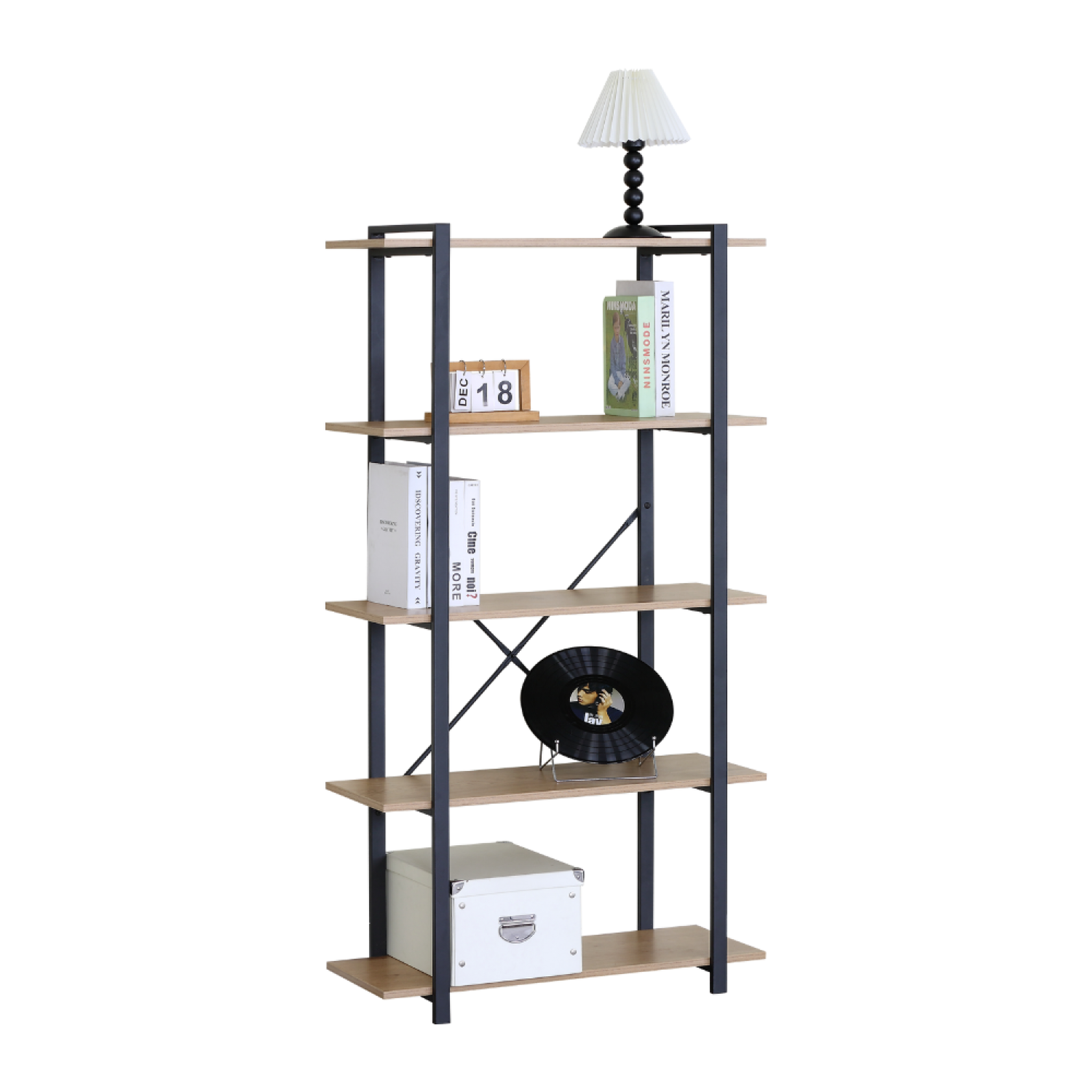 CONCEPT USINE Etagère 5 rangements 150 cm bois et noir tydo