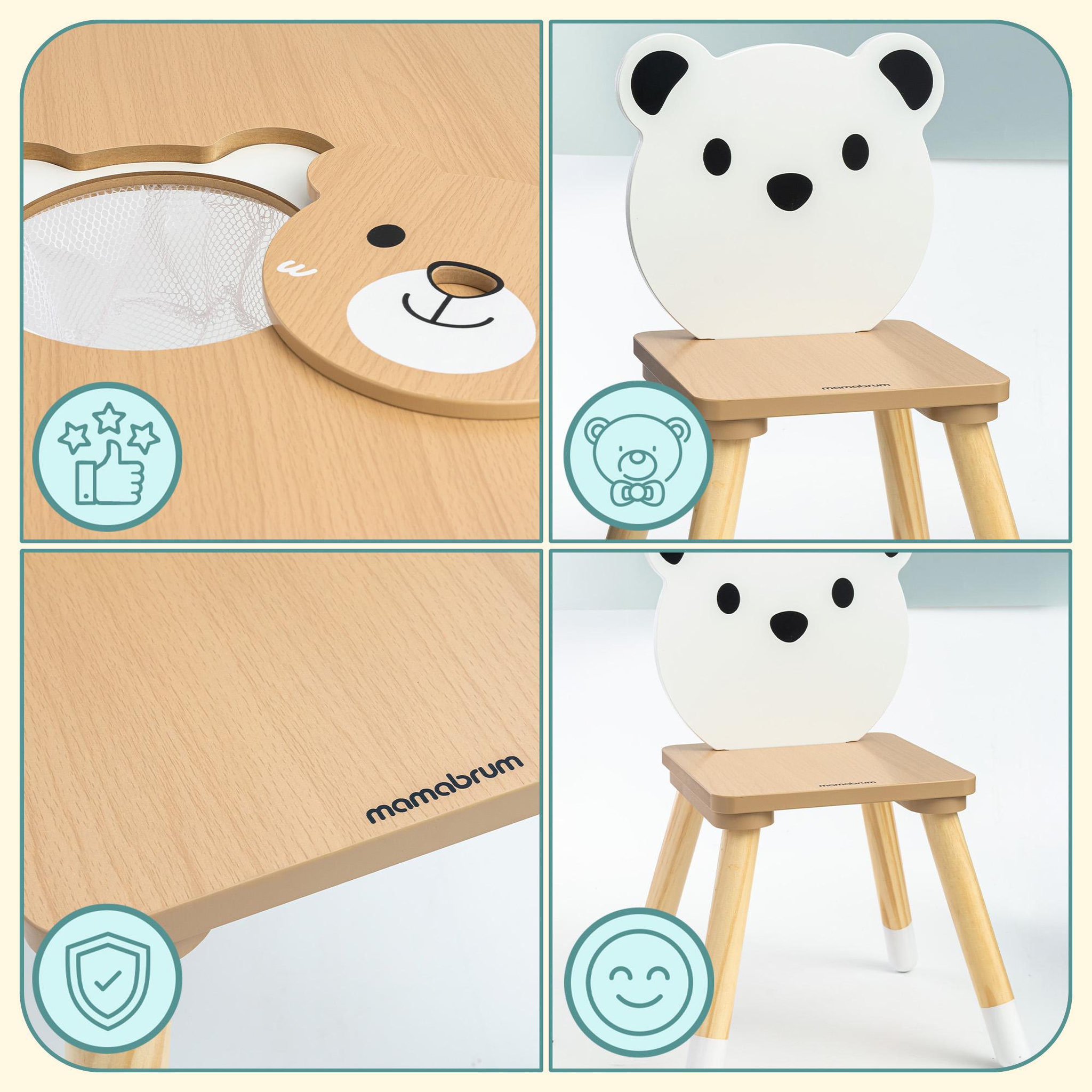 Voir la diapositive 5 : MAMABRUM Ensemble Table en Bois avec Rangement et 2 Chaises Ours pour Enfant, dès 3 Anss-