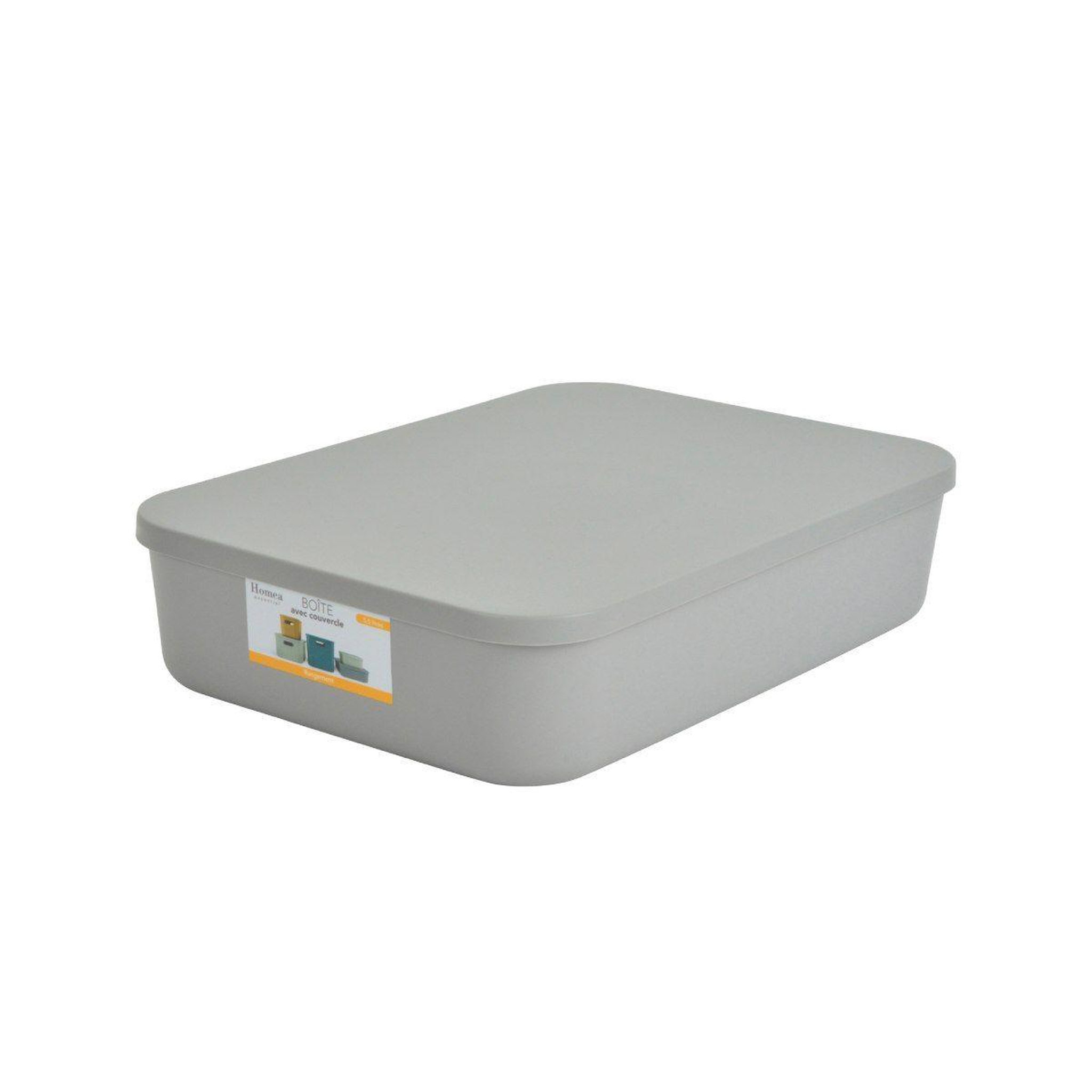 Voir la diapositive 4 : HOMEA Boîte de Rangement Avec Couvercle  Iris  5,5L Gris