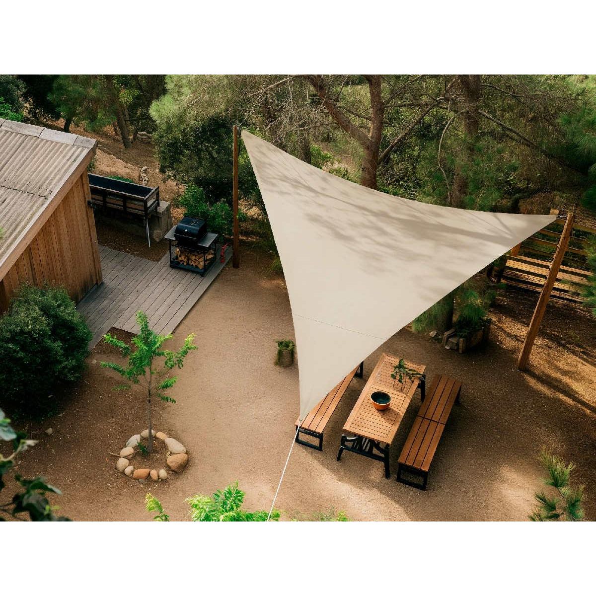 Jardiline Voile d'ombrage triangulaire RIVAGE Grège - 5 x 5 x 5 m - Qualité Premium Jardiline