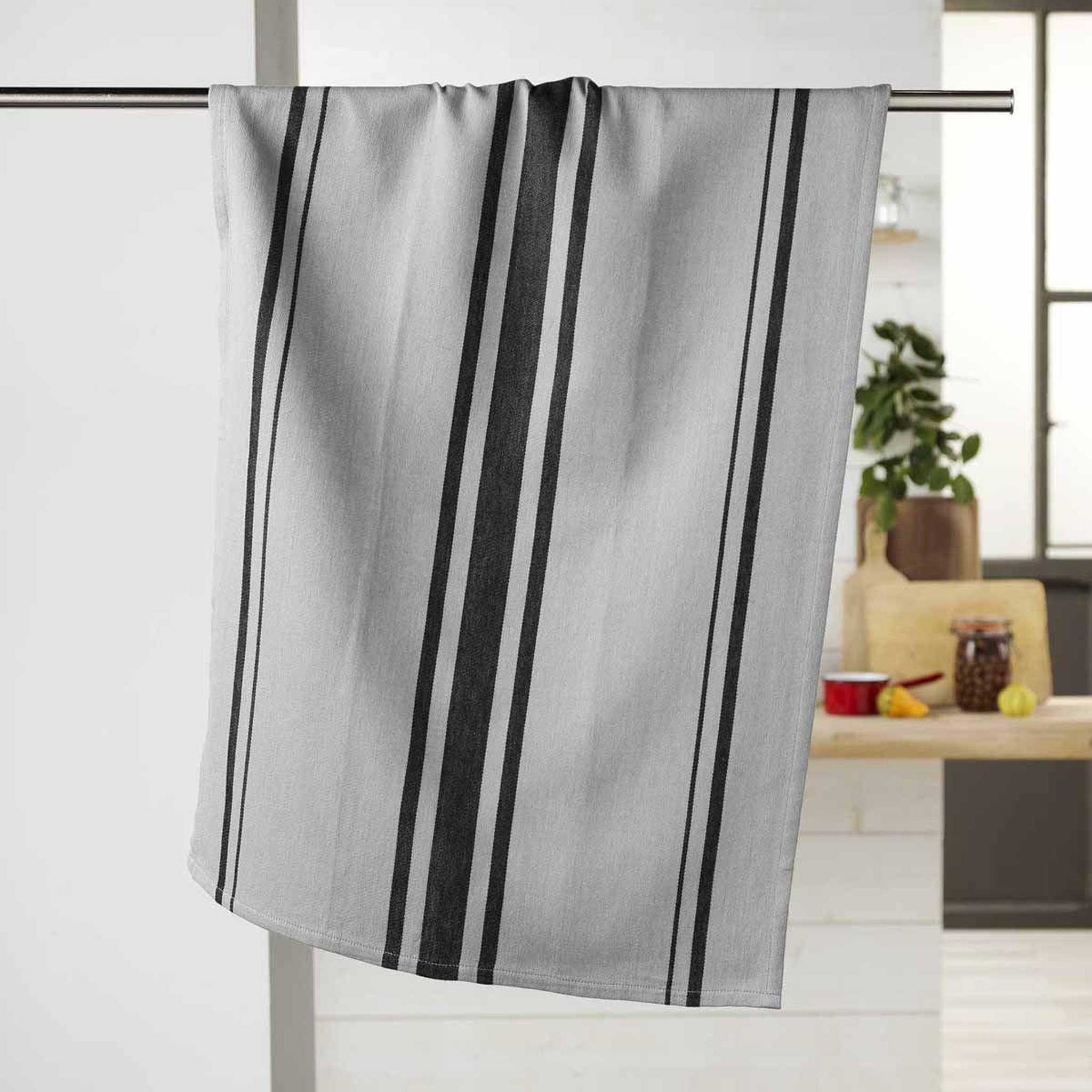 Voir la diapositive 2 : Douceur d'Intérieur Torchon en coton tissé  comptoir  50x70cm gris
