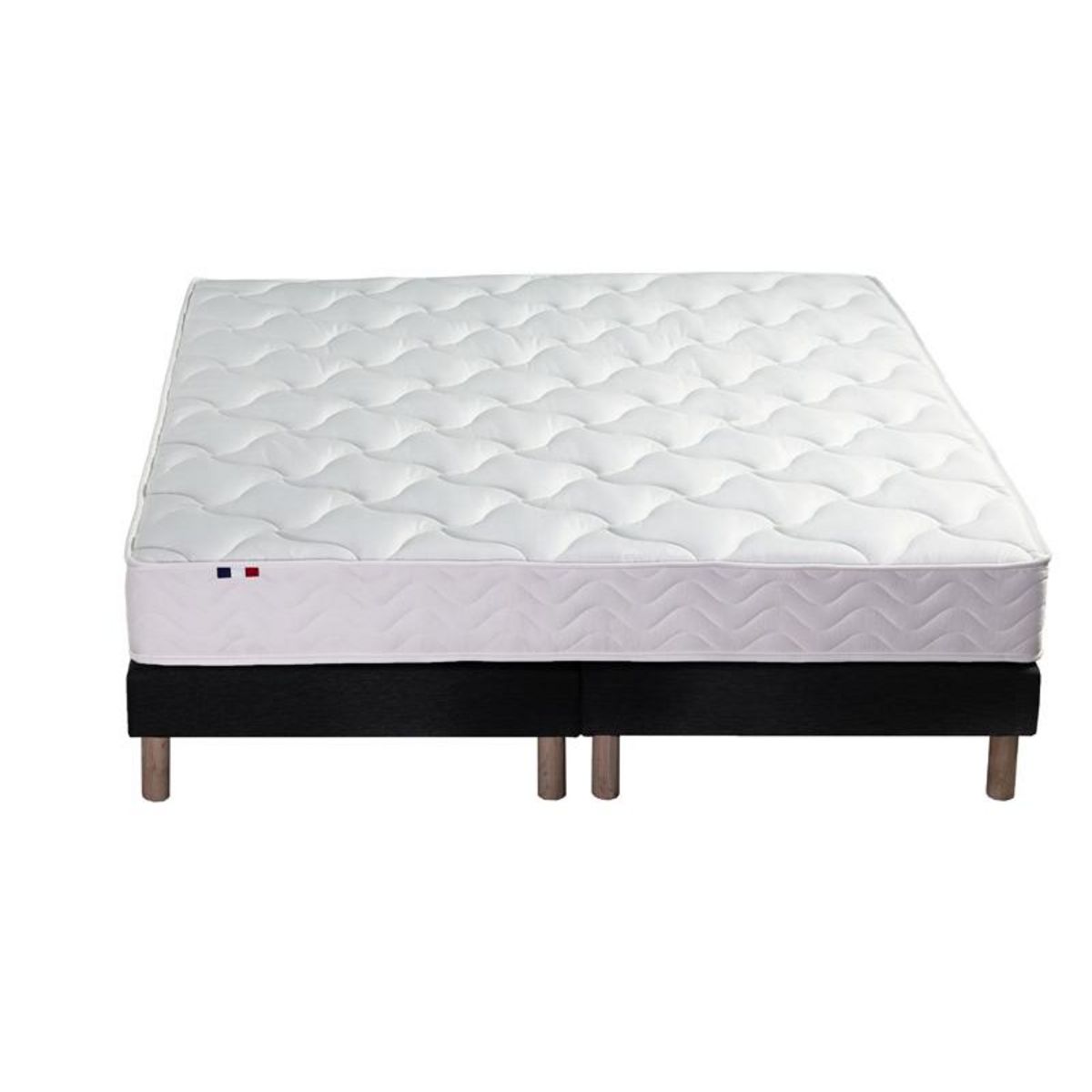 Ensemble literie matelas ressorts ensachés 20cm 160x200 cm + sommier tapissier noir 2x80cm ASTRE