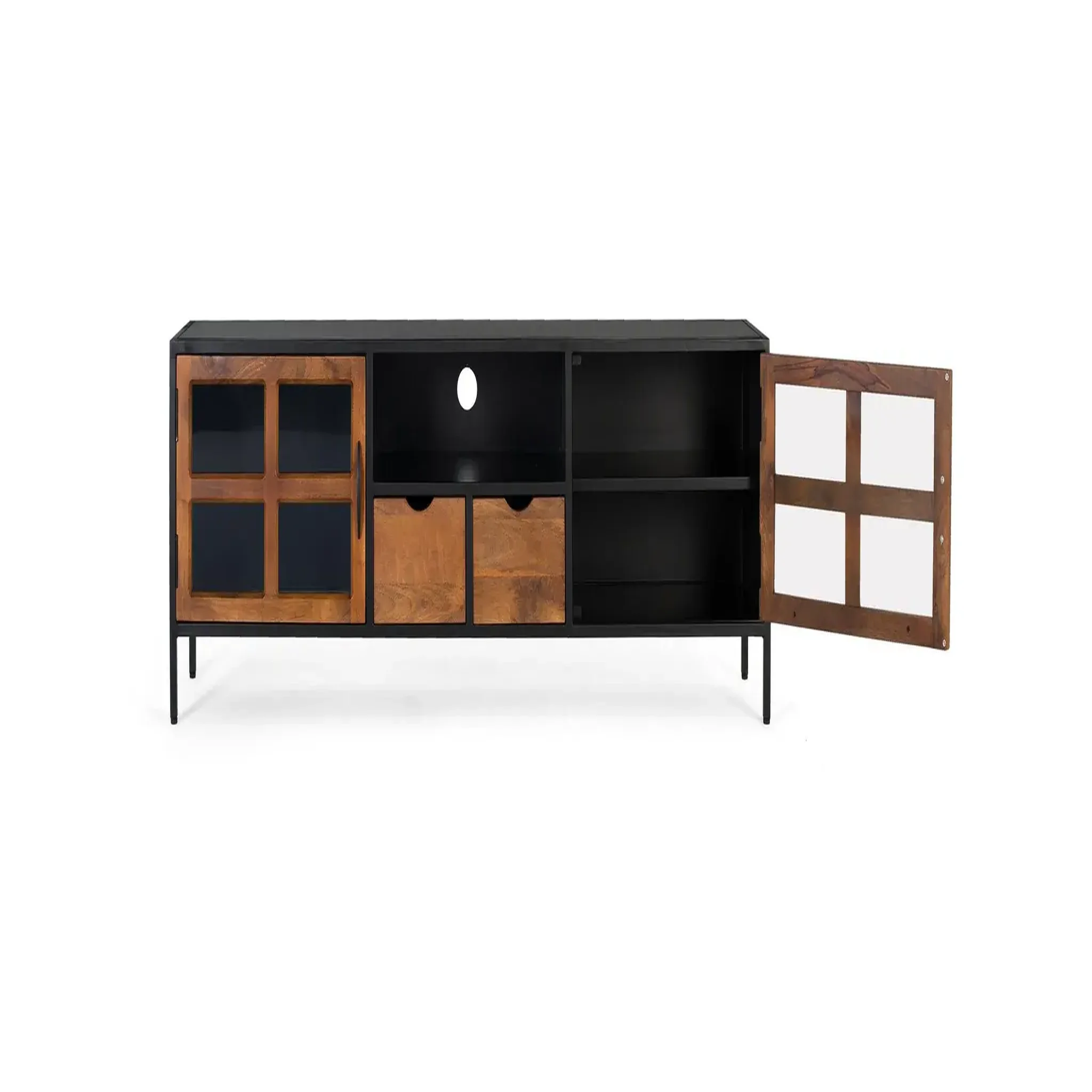 Voir la diapositive 2 : GINER Y COLOMER SL Meuble tv en bois de manguier 180 cm style industriel